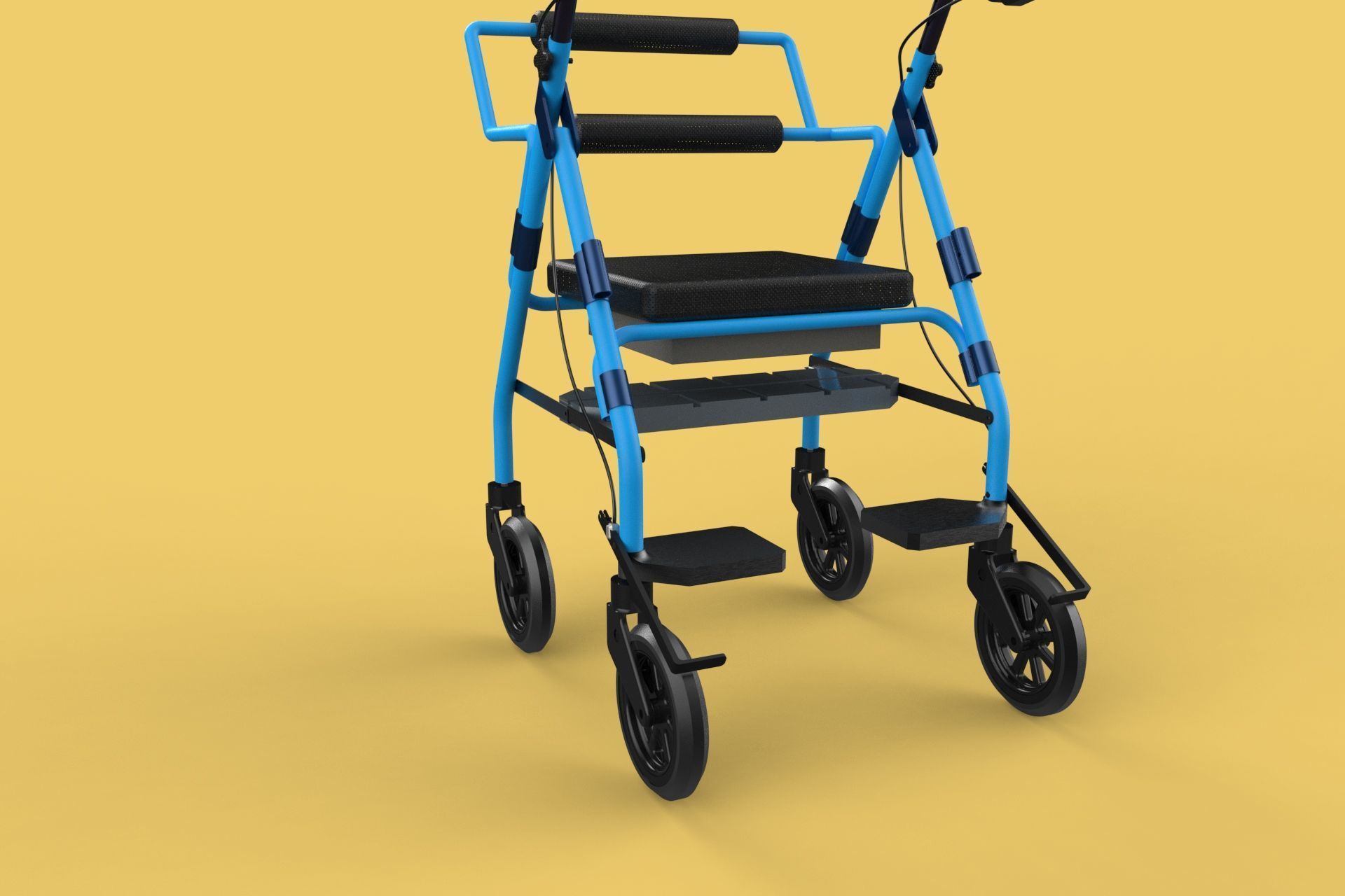WALKING FRAME ROLLATOR ROLLING WHEELED WALKER FOLDABLE SEAT AID 3D model_56