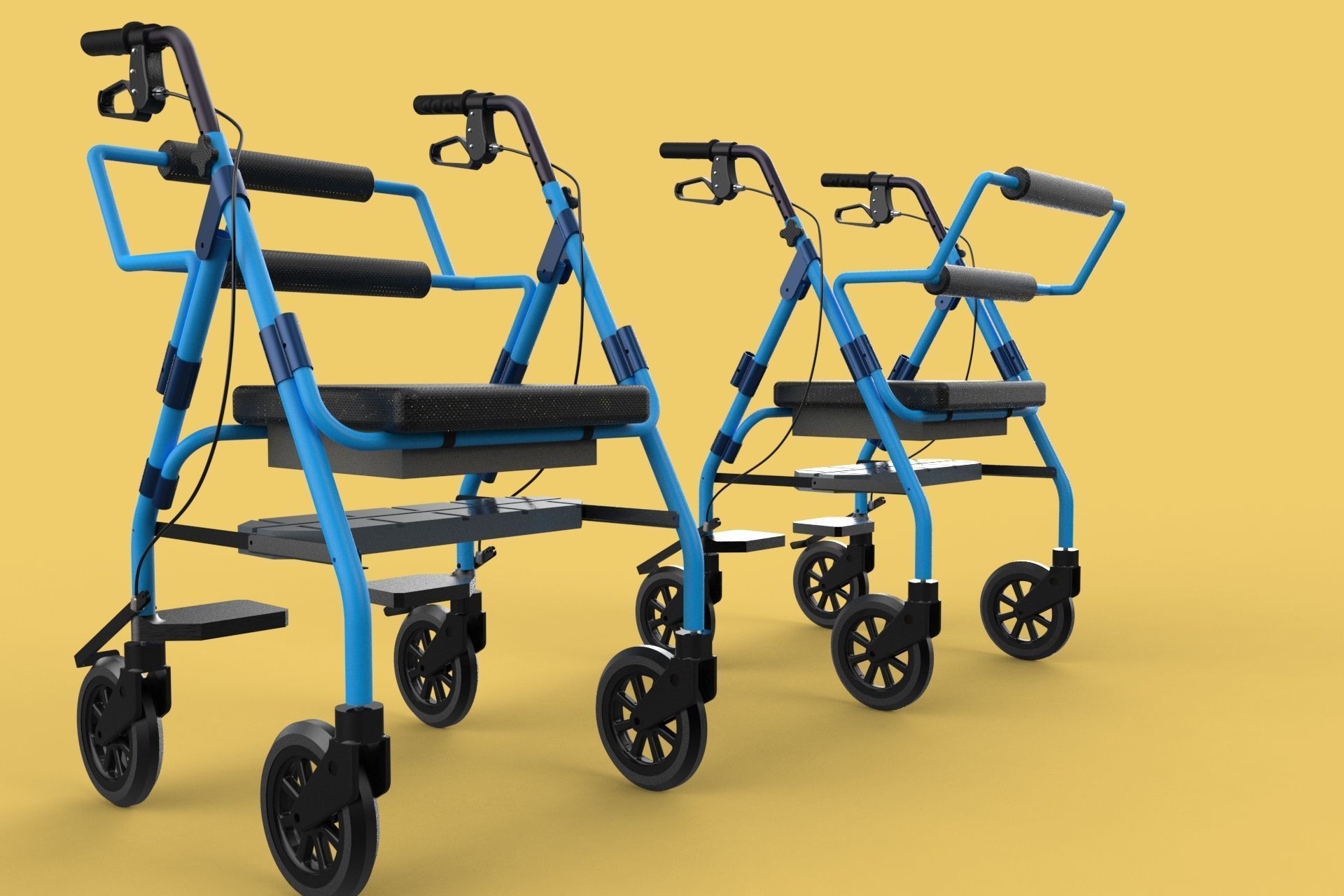 WALKING FRAME ROLLATOR ROLLING WHEELED WALKER FOLDABLE SEAT AID 3D model_4