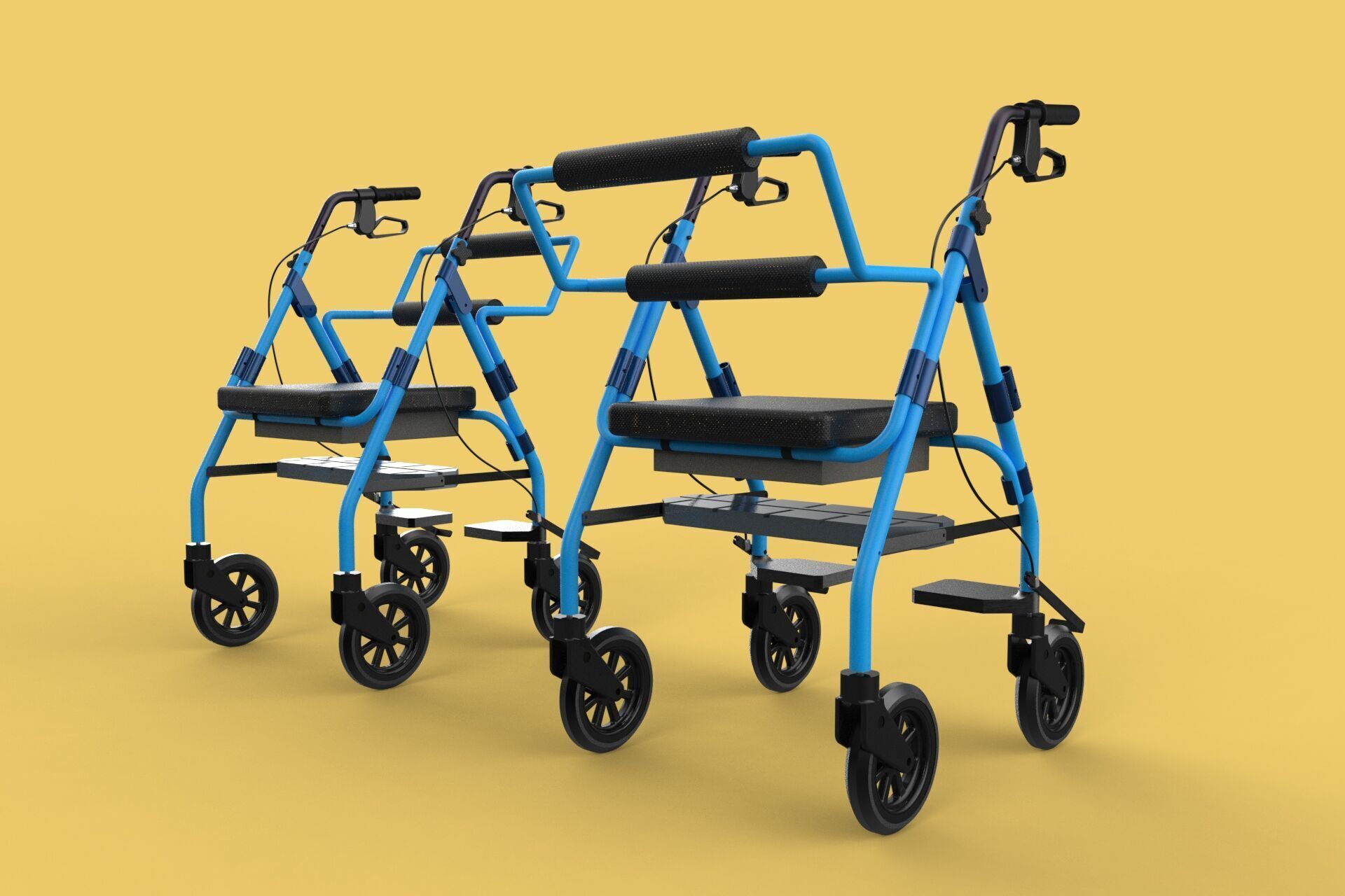 WALKING FRAME ROLLATOR ROLLING WHEELED WALKER FOLDABLE SEAT AID 3D model_5