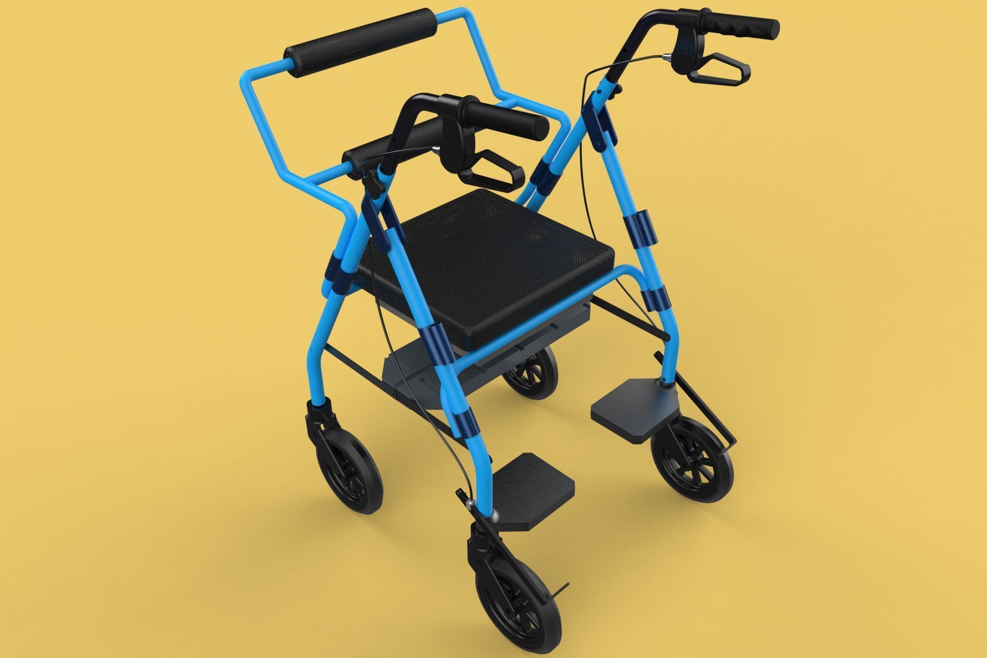 WALKING FRAME ROLLATOR ROLLING WHEELED WALKER FOLDABLE SEAT AID 3D model_16