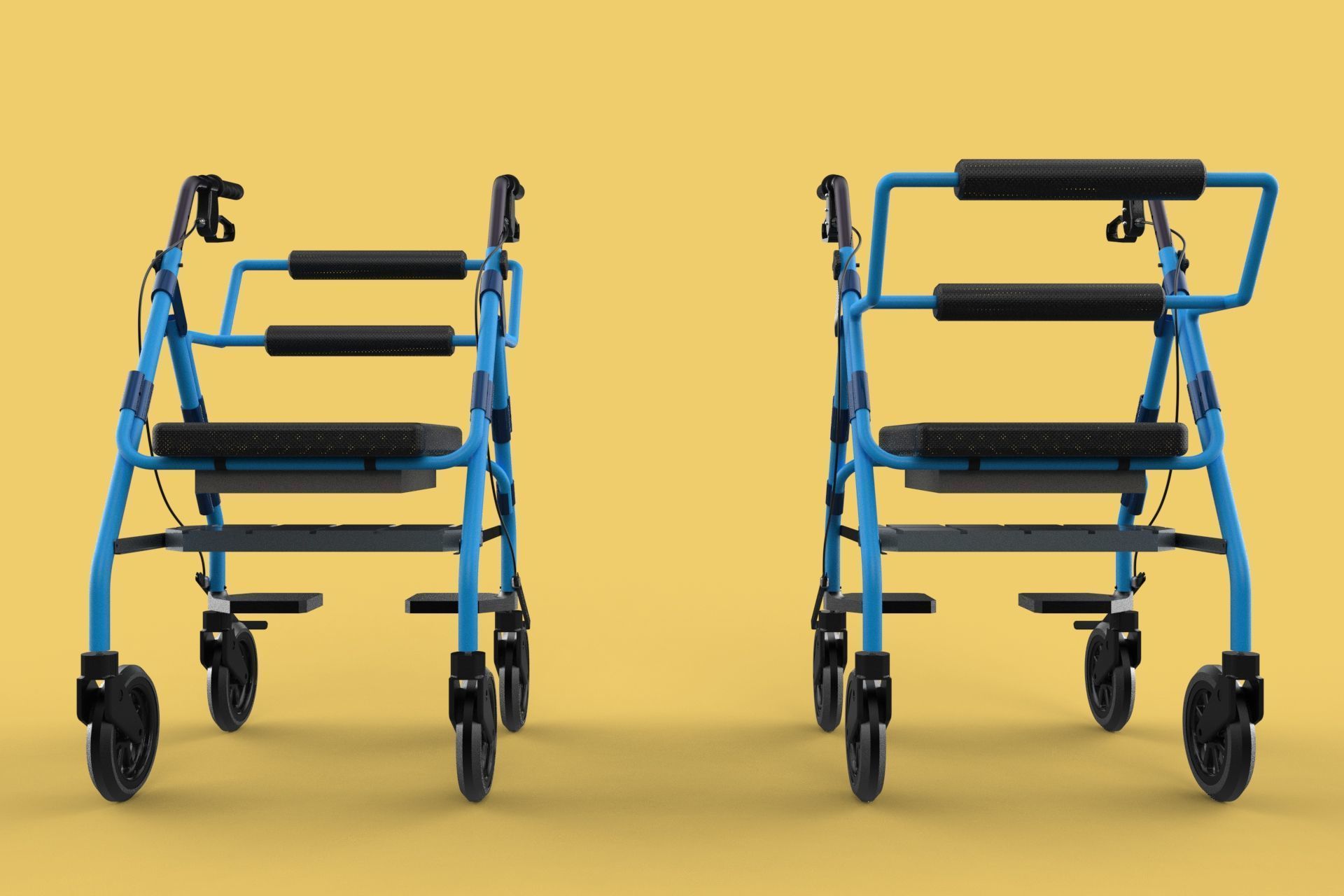 WALKING FRAME ROLLATOR ROLLING WHEELED WALKER FOLDABLE SEAT AID 3D model_33