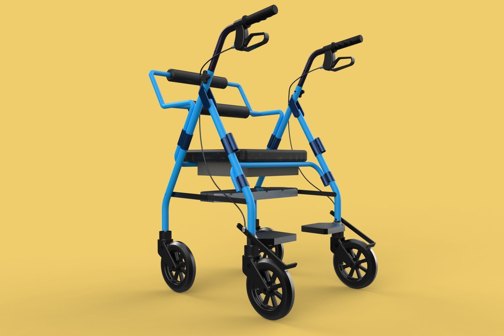 WALKING FRAME ROLLATOR ROLLING WHEELED WALKER FOLDABLE SEAT AID 3D model_20