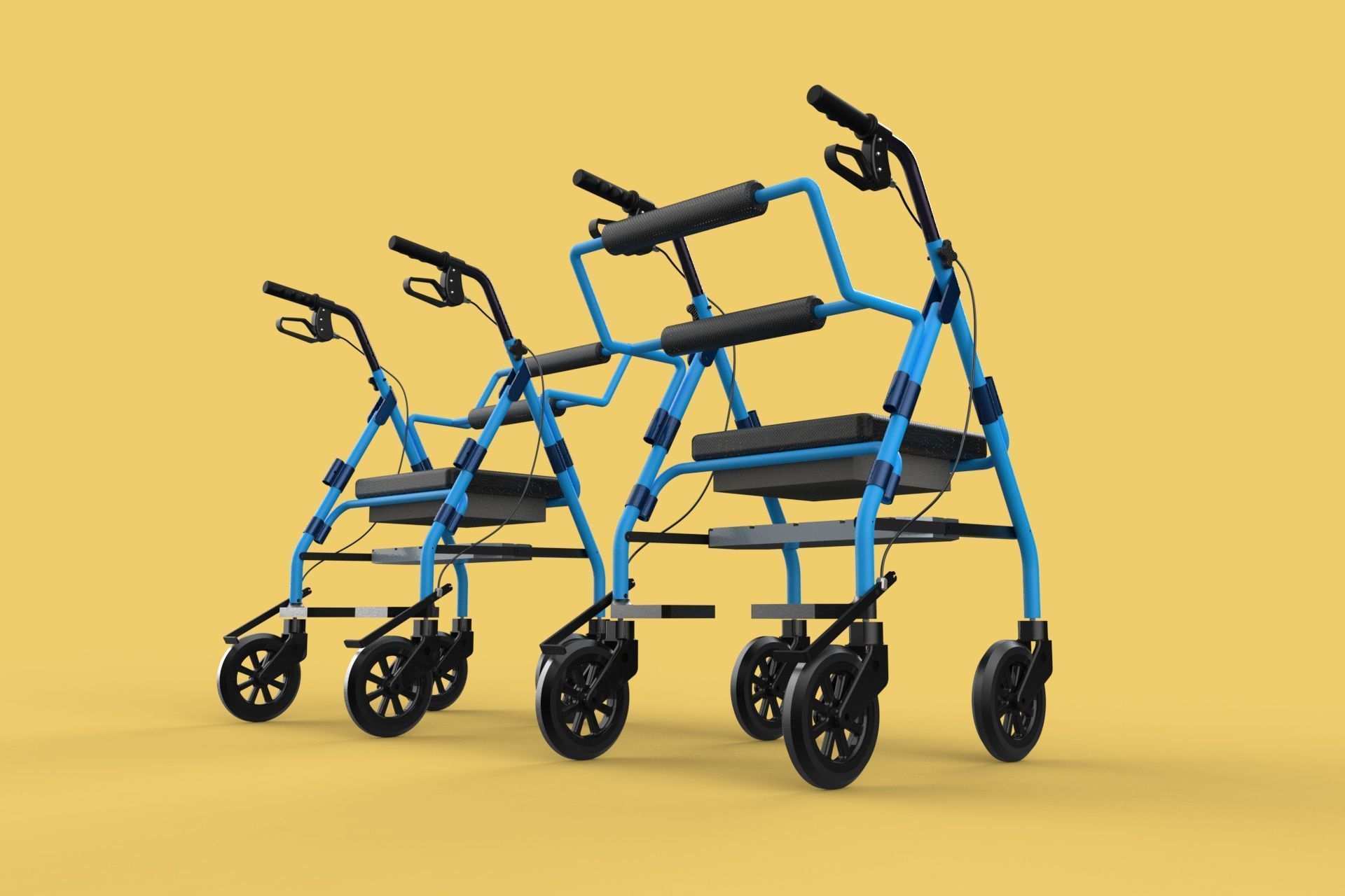 WALKING FRAME ROLLATOR ROLLING WHEELED WALKER FOLDABLE SEAT AID 3D model_7