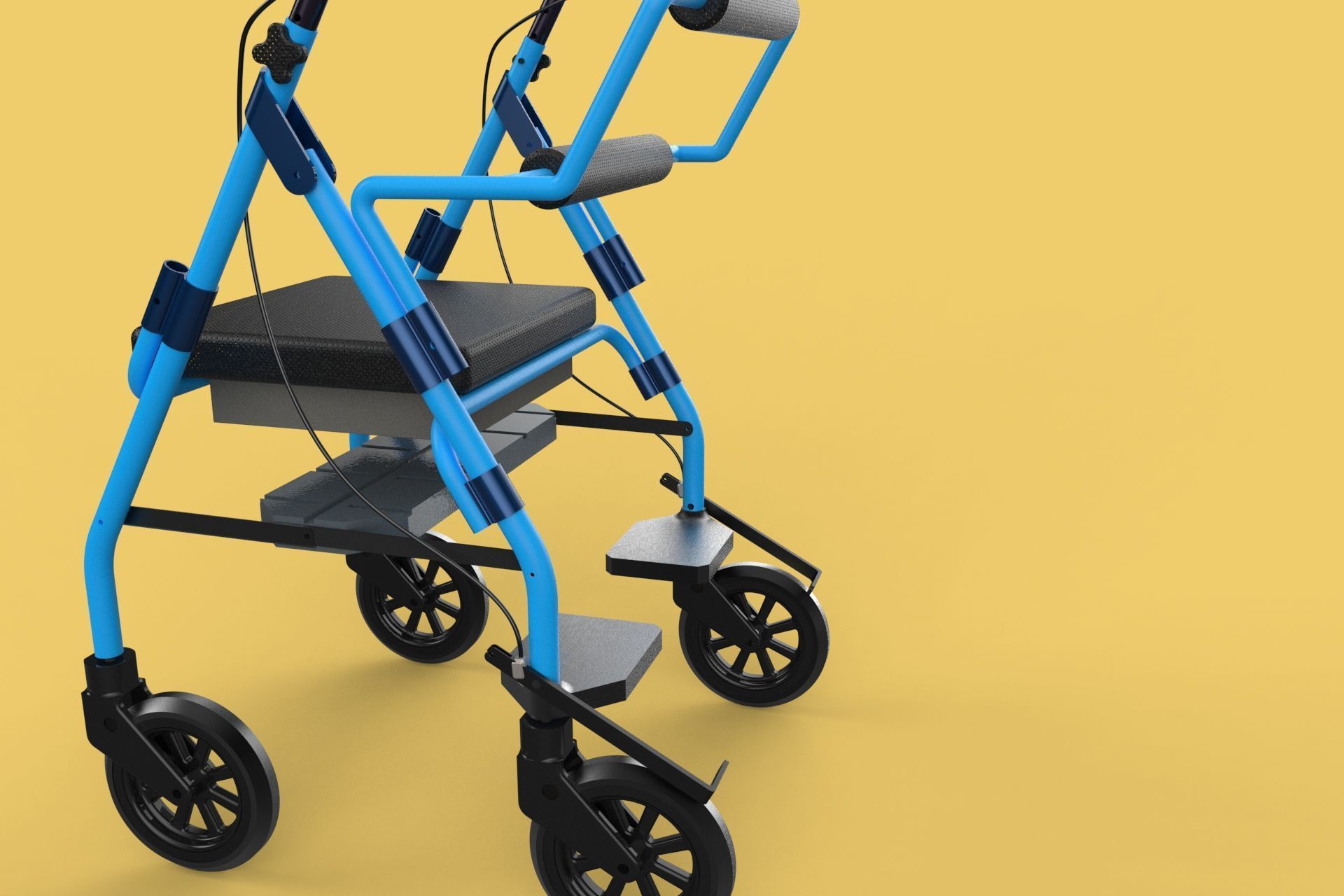 WALKING FRAME ROLLATOR ROLLING WHEELED WALKER FOLDABLE SEAT AID 3D model_63