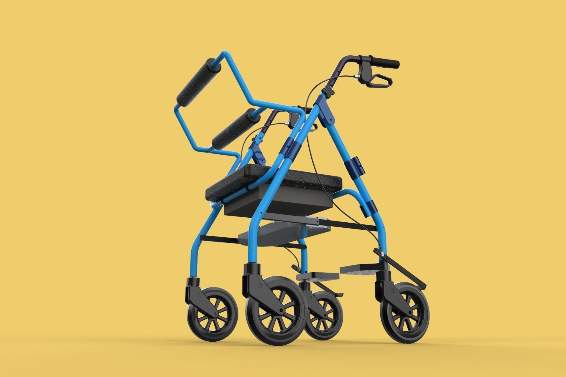 WALKING FRAME ROLLATOR ROLLING WHEELED WALKER FOLDABLE SEAT AID 3D model_28