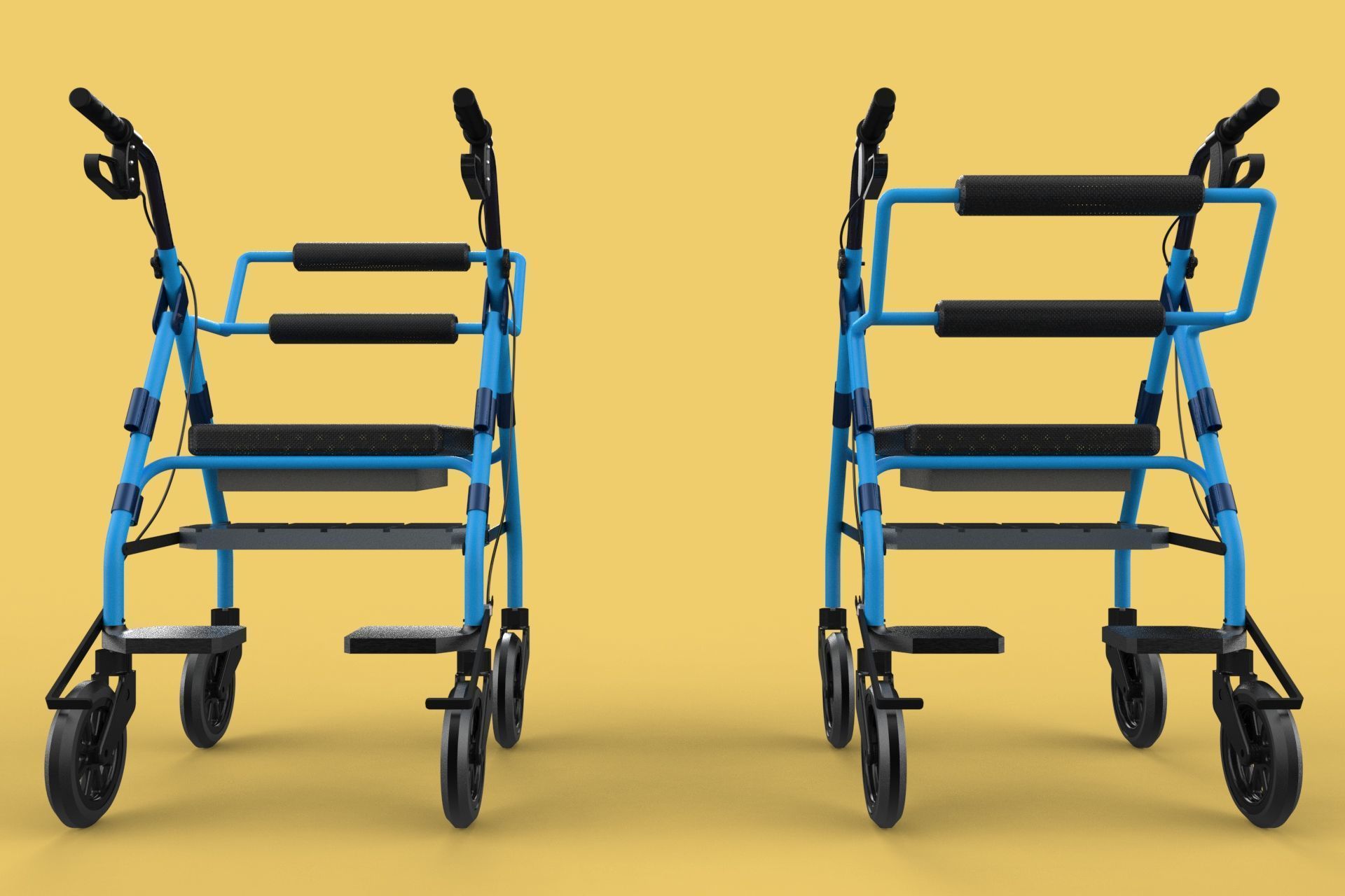 WALKING FRAME ROLLATOR ROLLING WHEELED WALKER FOLDABLE SEAT AID 3D model_11