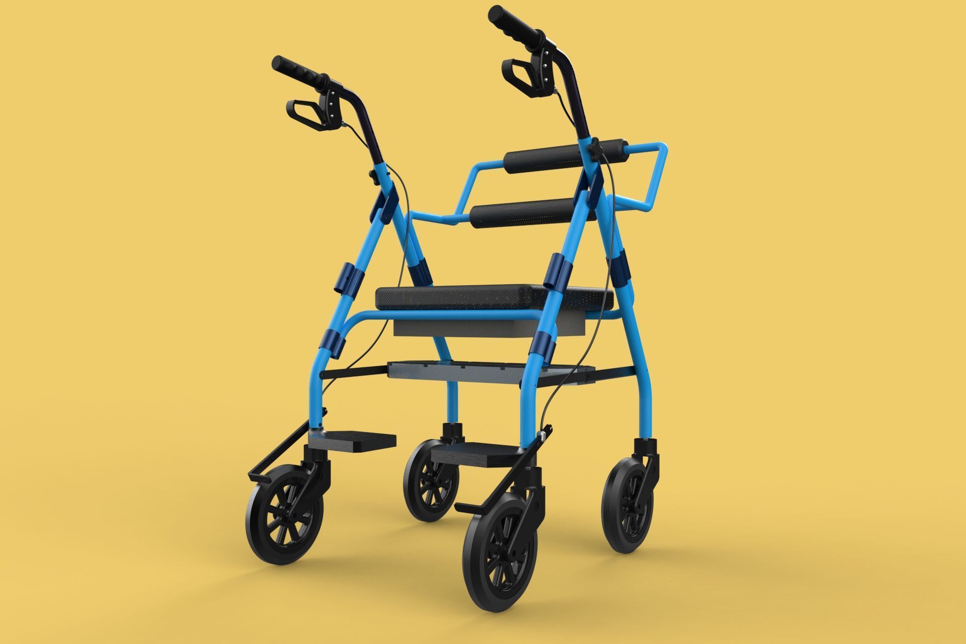 WALKING FRAME ROLLATOR ROLLING WHEELED WALKER FOLDABLE SEAT AID 3D model_21