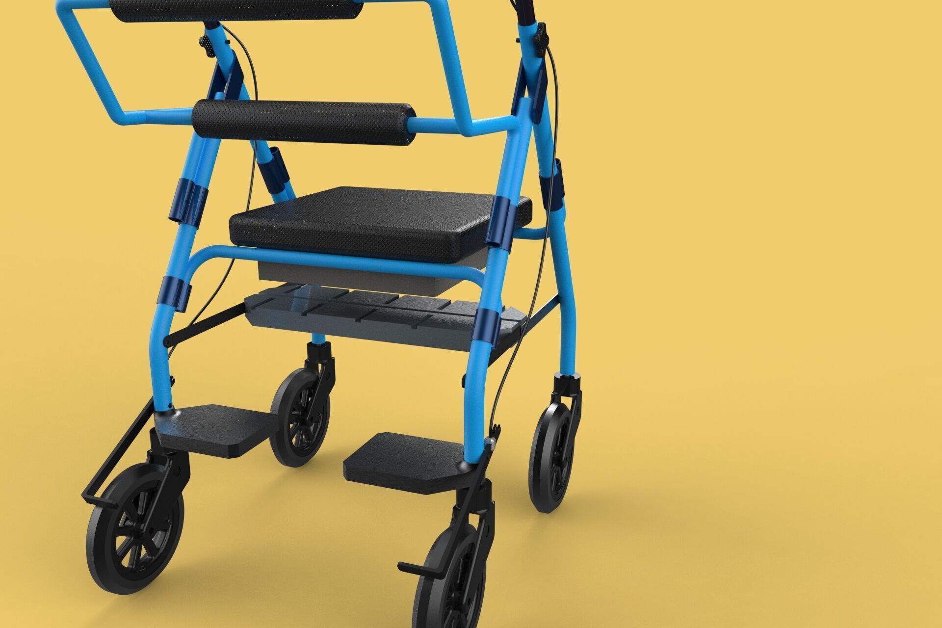 WALKING FRAME ROLLATOR ROLLING WHEELED WALKER FOLDABLE SEAT AID 3D model_64