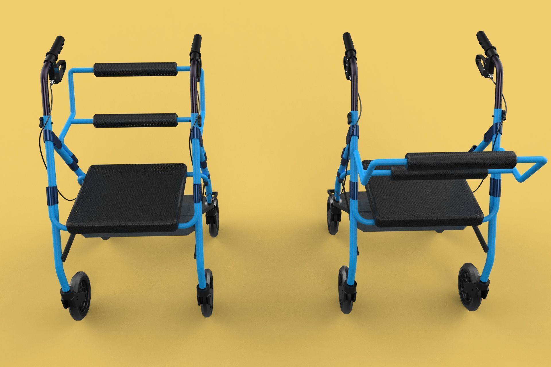 WALKING FRAME ROLLATOR ROLLING WHEELED WALKER FOLDABLE SEAT AID 3D model_44