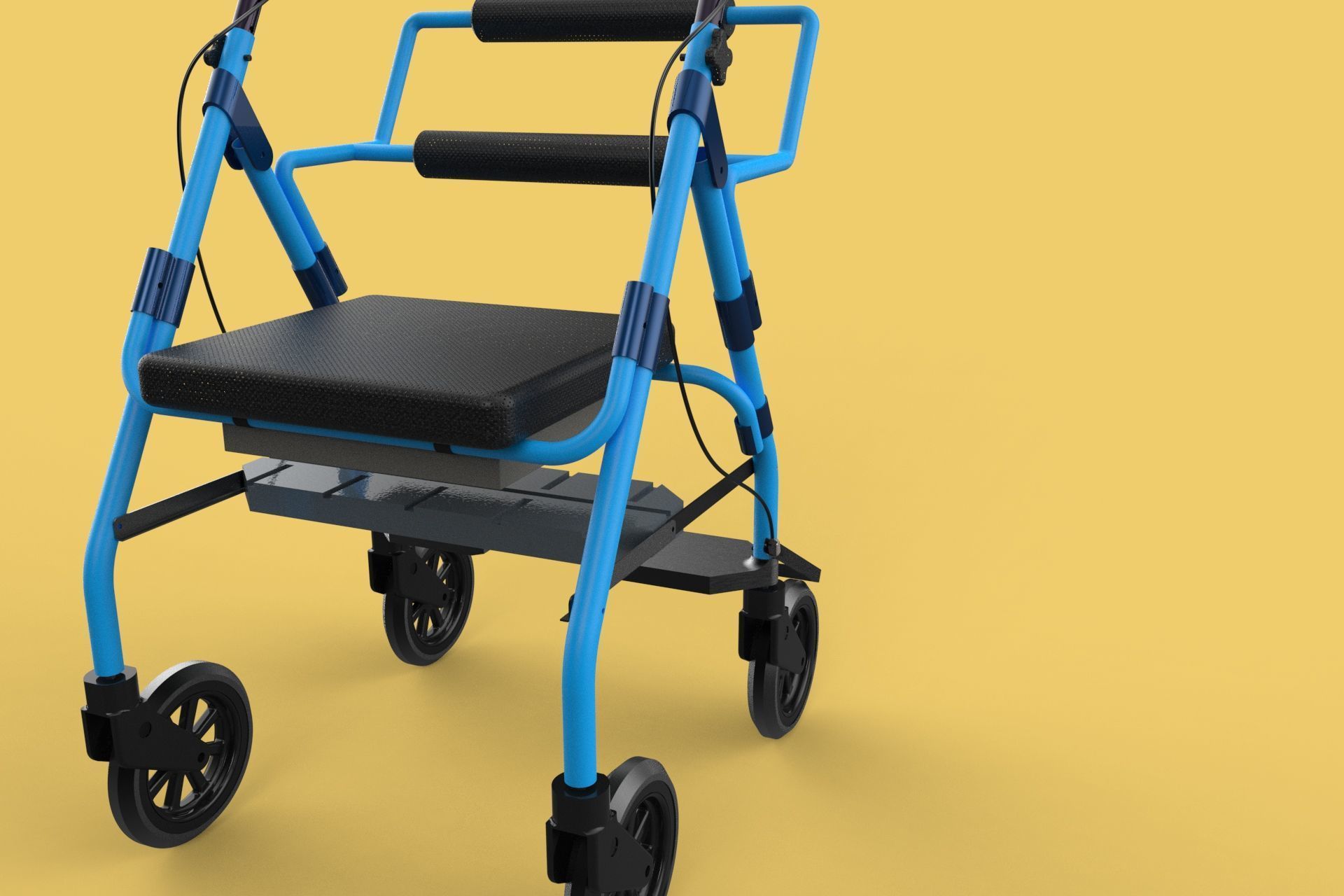 WALKING FRAME ROLLATOR ROLLING WHEELED WALKER FOLDABLE SEAT AID 3D model_62