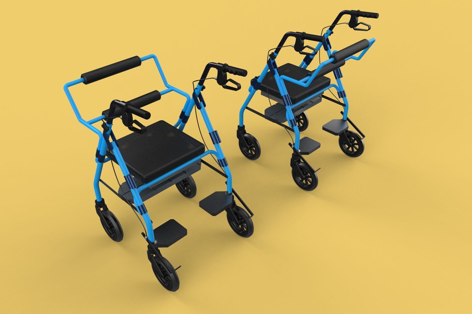 WALKING FRAME ROLLATOR ROLLING WHEELED WALKER FOLDABLE SEAT AID 3D model_66