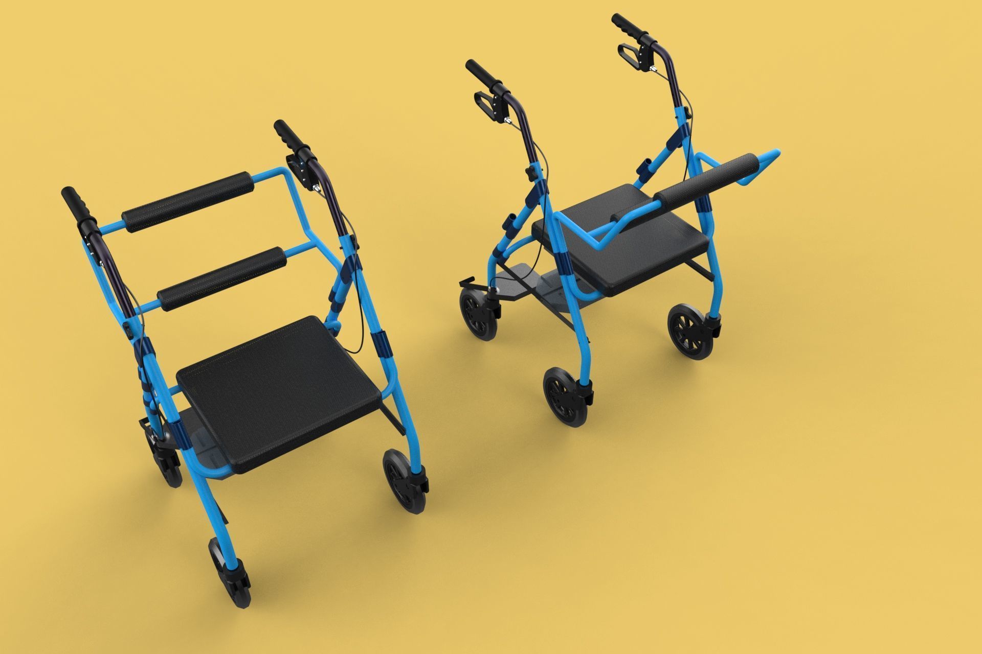WALKING FRAME ROLLATOR ROLLING WHEELED WALKER FOLDABLE SEAT AID 3D model_69