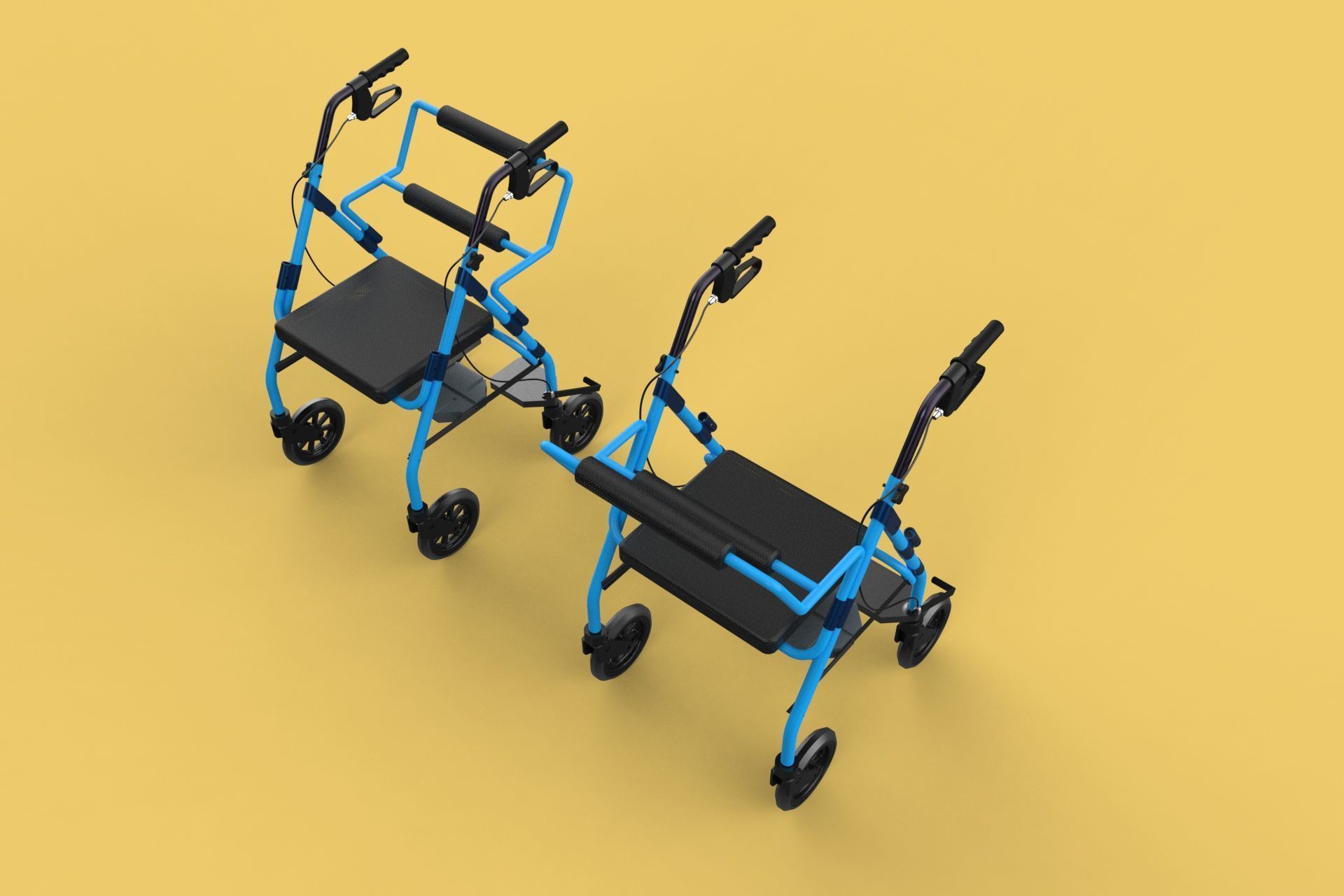 WALKING FRAME ROLLATOR ROLLING WHEELED WALKER FOLDABLE SEAT AID 3D model_1