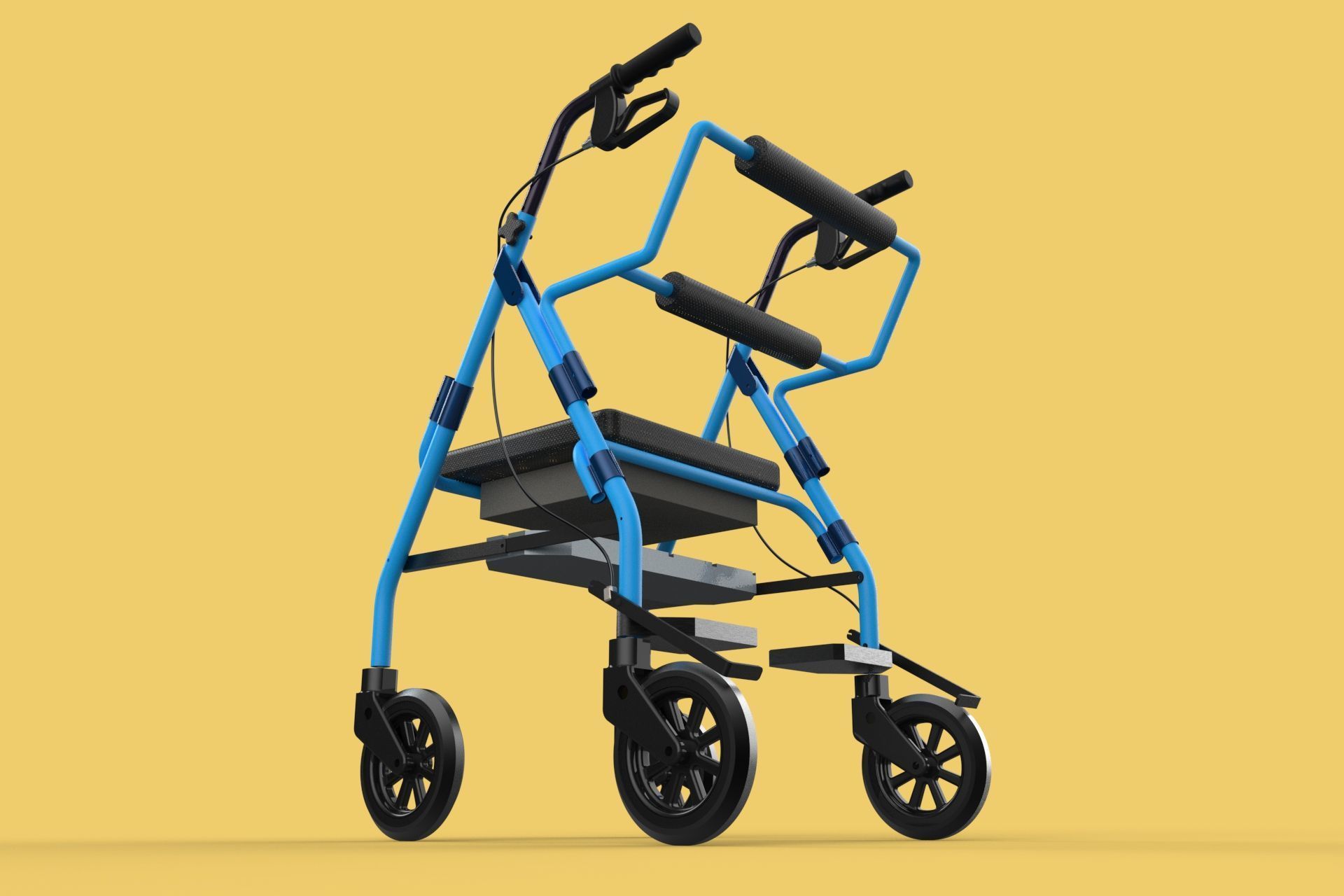 WALKING FRAME ROLLATOR ROLLING WHEELED WALKER FOLDABLE SEAT AID 3D model_47