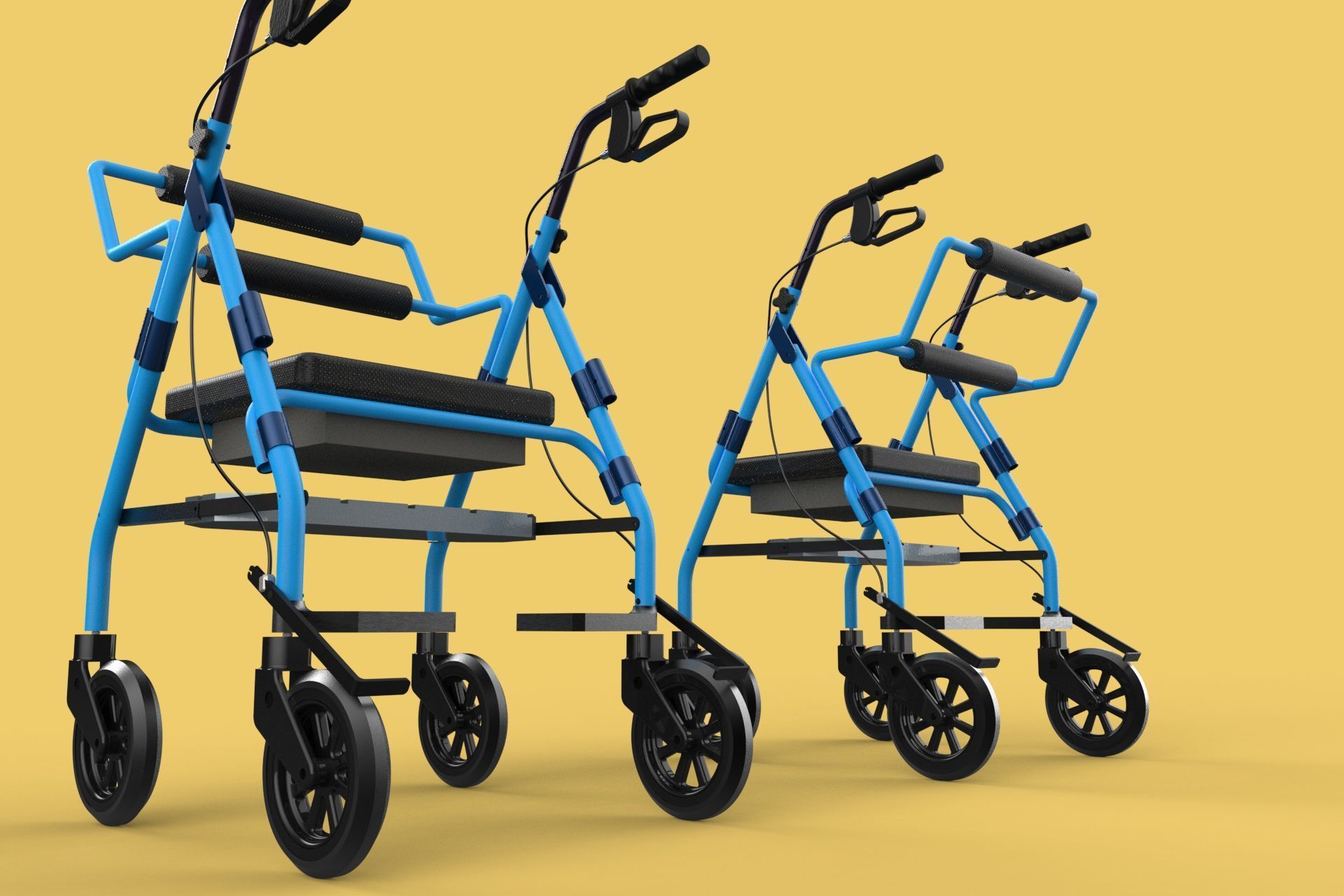 WALKING FRAME ROLLATOR ROLLING WHEELED WALKER FOLDABLE SEAT AID 3D model_6