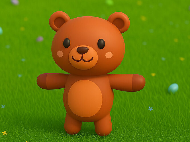 Cartoon Brown Bear 3D model