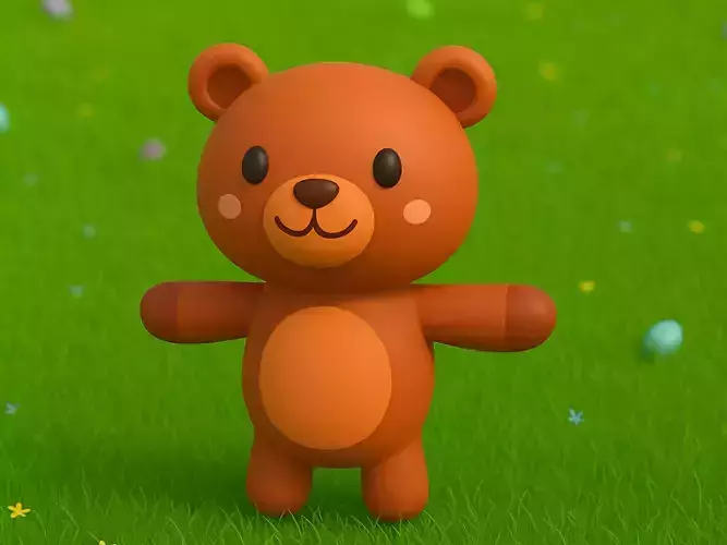Cartoon Brown Bear 3D model