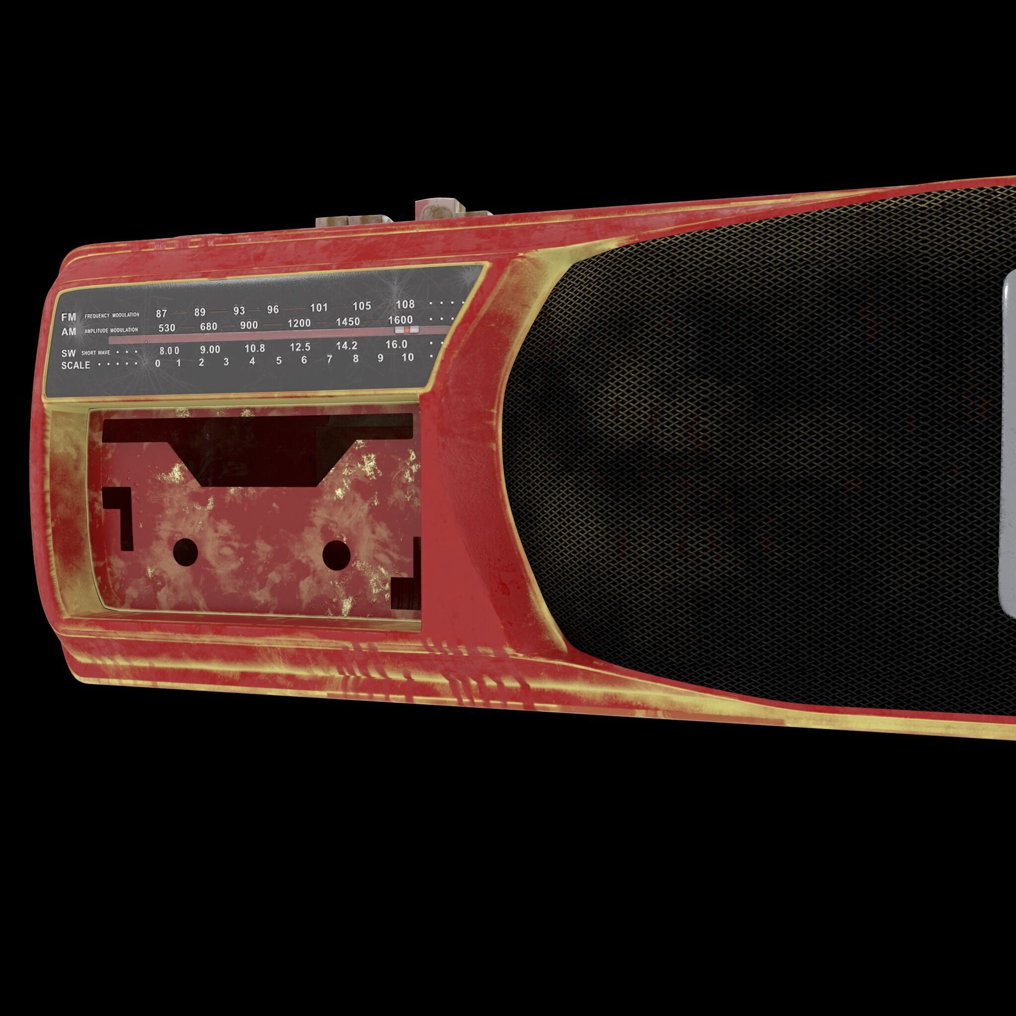 old radio cassette damged 3D model_1