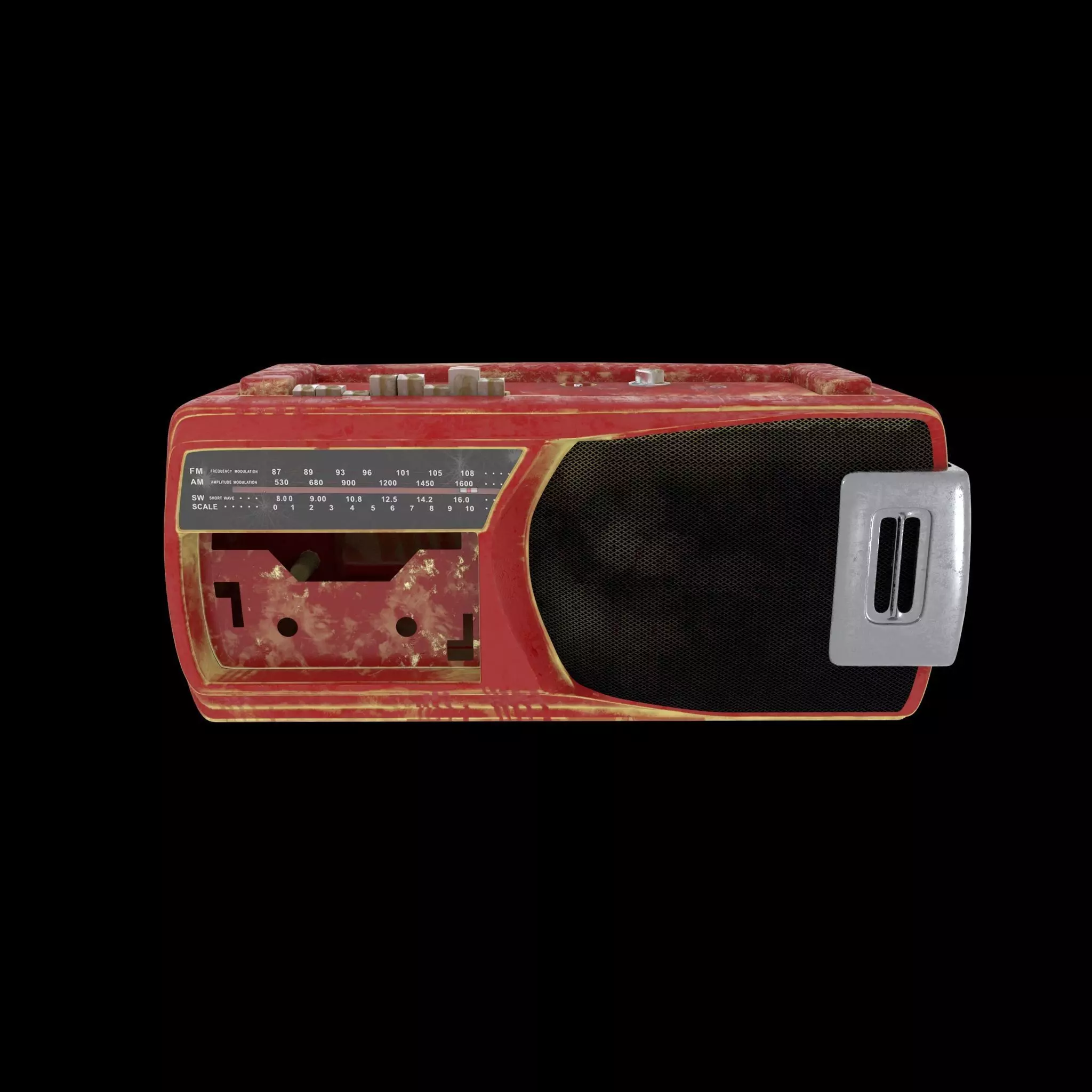 old radio cassette damged 3D model_0