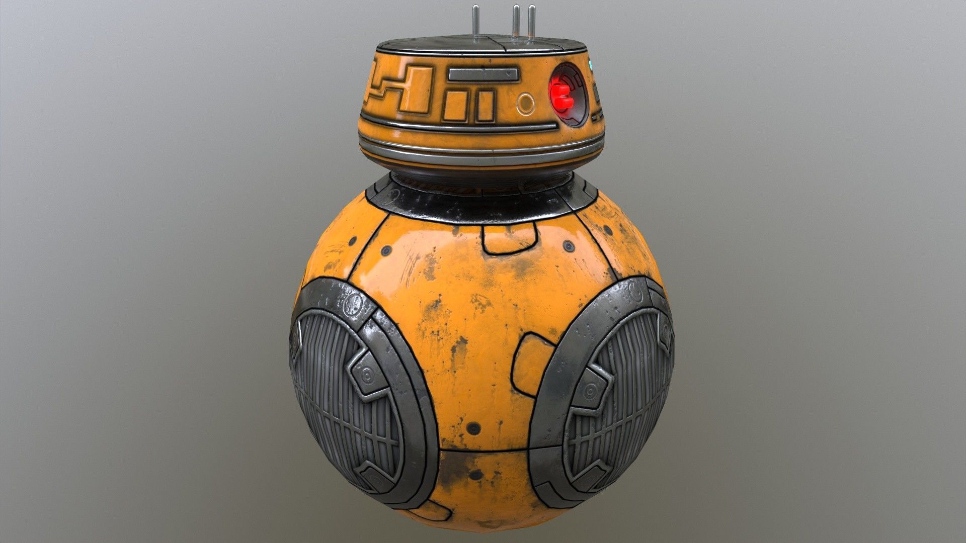 Star Wars BB-9E Robot Droid Yellow Low-poly 3D model_8