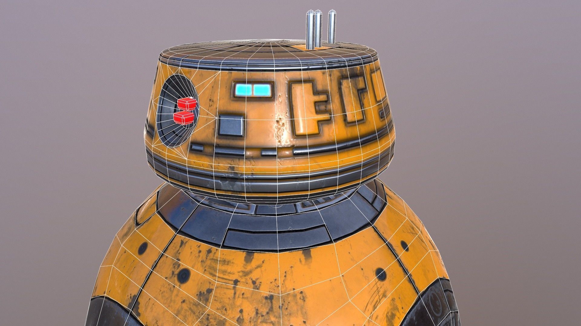Star Wars BB-9E Robot Droid Yellow Low-poly 3D model_11