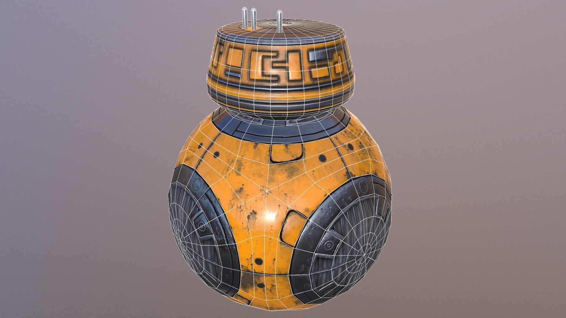 Star Wars BB-9E Robot Droid Yellow Low-poly 3D model_17