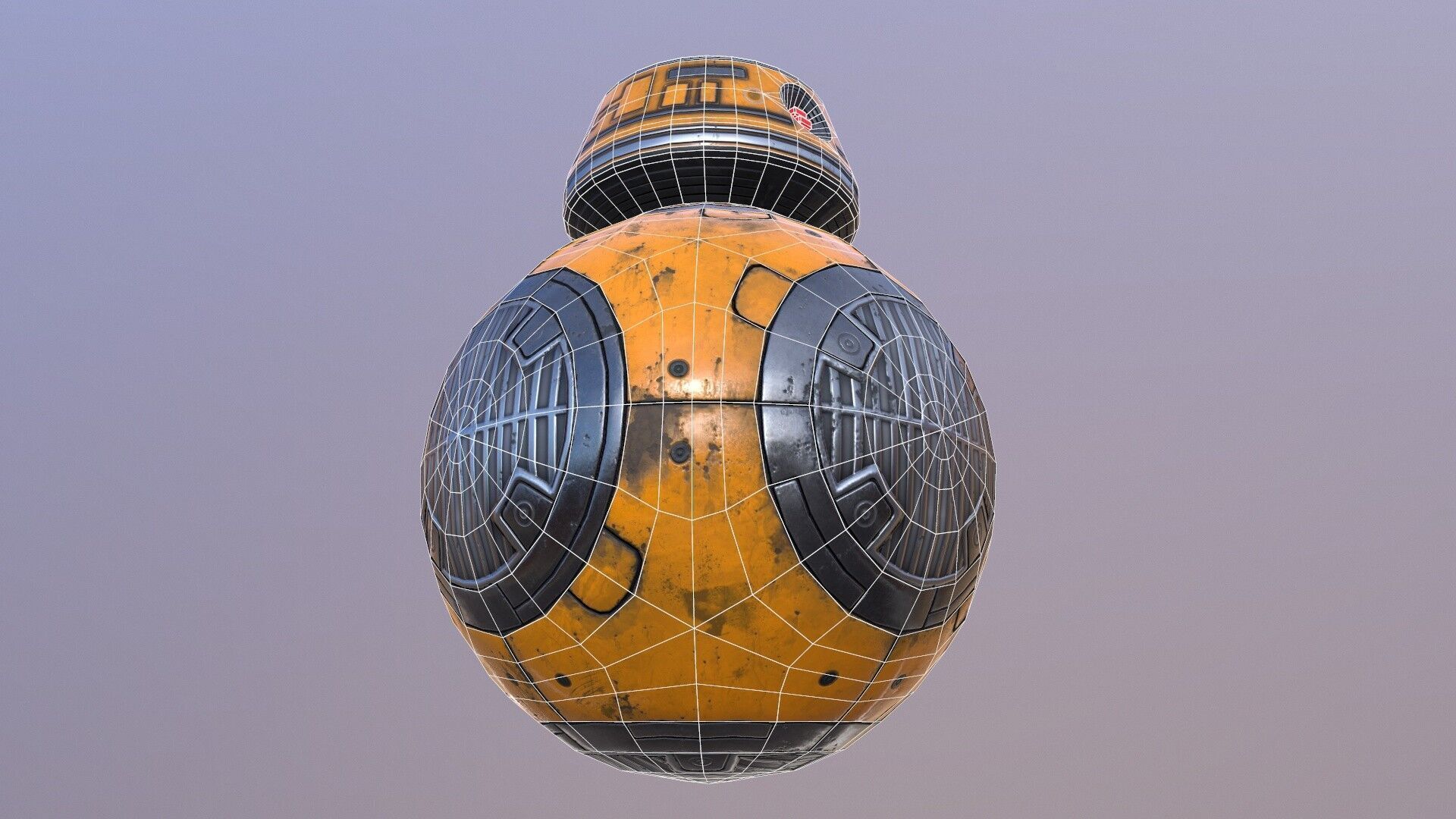 Star Wars BB-9E Robot Droid Yellow Low-poly 3D model_15