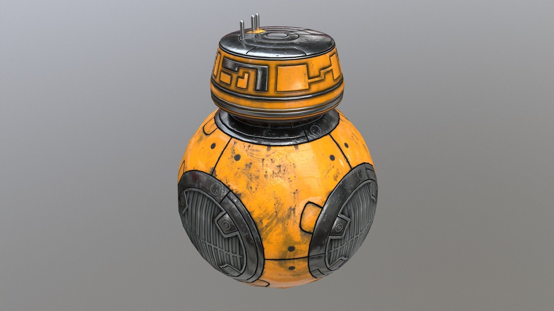 Star Wars BB-9E Robot Droid Yellow Low-poly 3D model_4