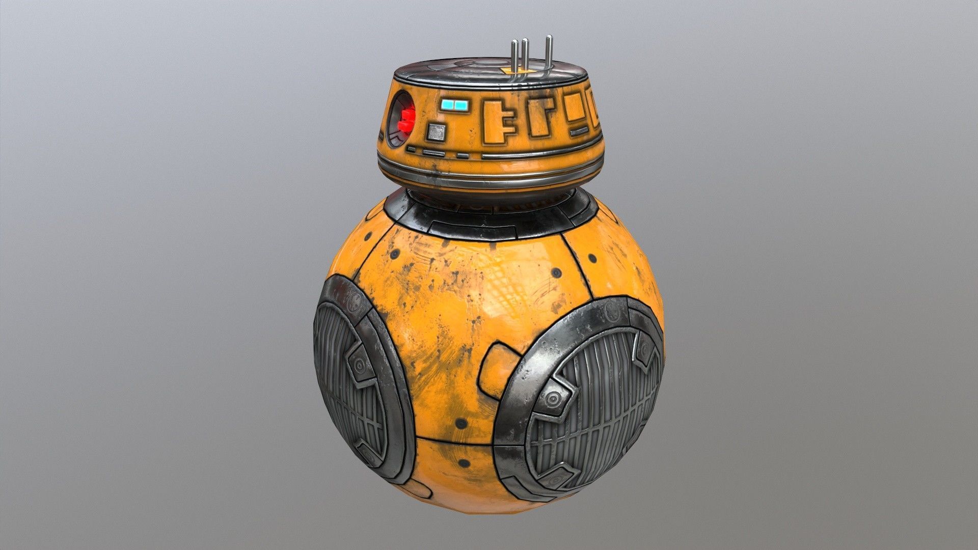Star Wars BB-9E Robot Droid Yellow Low-poly 3D model_3