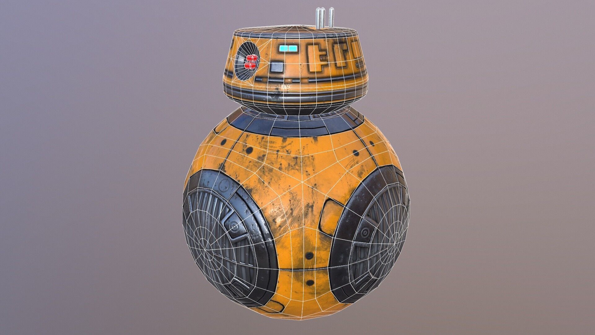 Star Wars BB-9E Robot Droid Yellow Low-poly 3D model_12