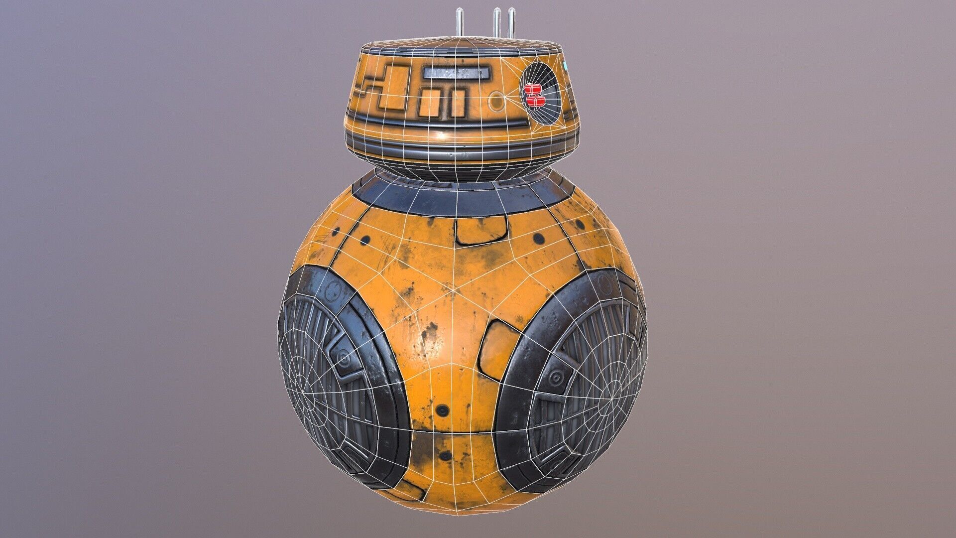 Star Wars BB-9E Robot Droid Yellow Low-poly 3D model_13