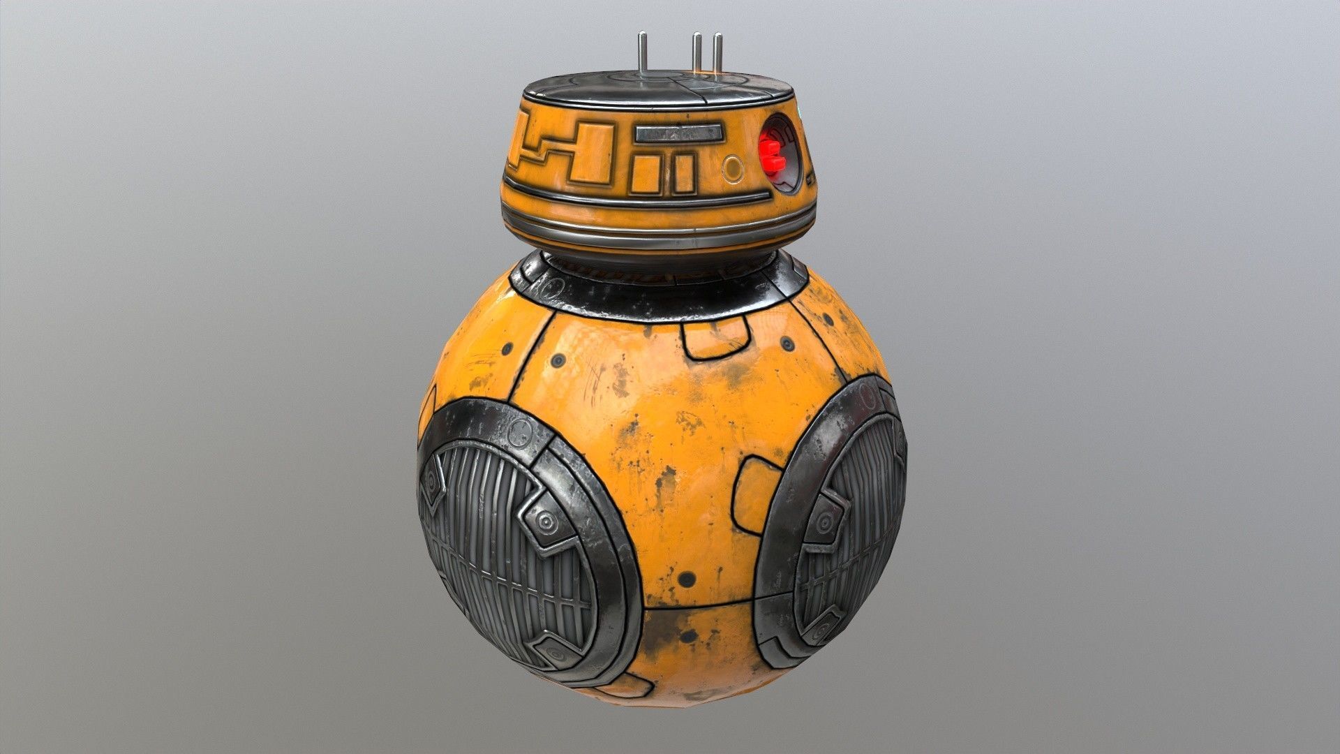 Star Wars BB-9E Robot Droid Yellow Low-poly 3D model_2