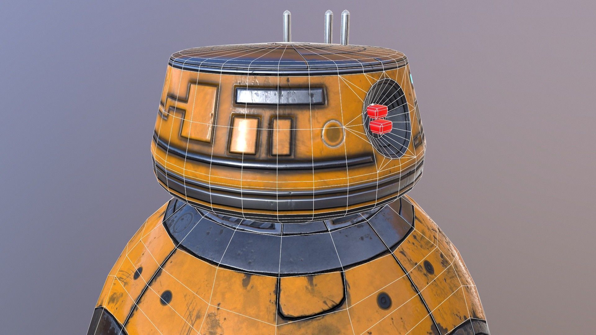 Star Wars BB-9E Robot Droid Yellow Low-poly 3D model_10