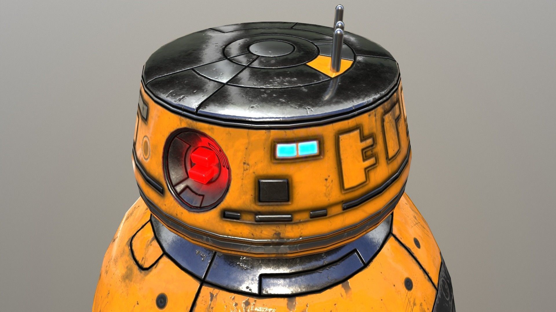 Star Wars BB-9E Robot Droid Yellow Low-poly 3D model_7