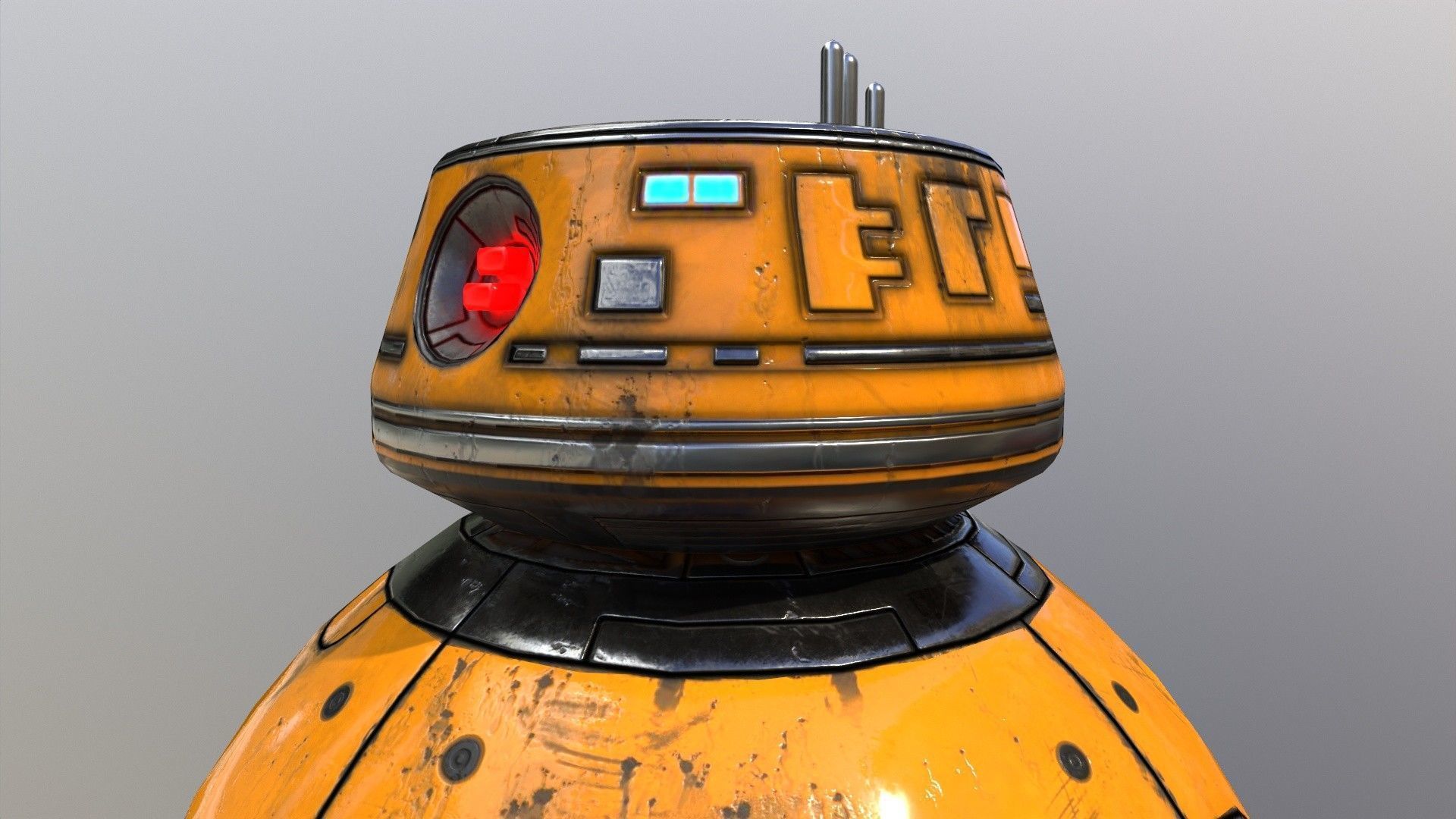 Star Wars BB-9E Robot Droid Yellow Low-poly 3D model_6