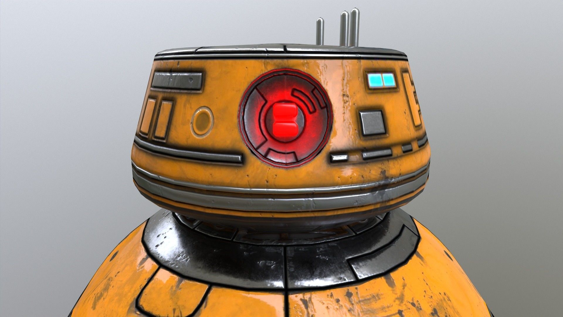 Star Wars BB-9E Robot Droid Yellow Low-poly 3D model_9