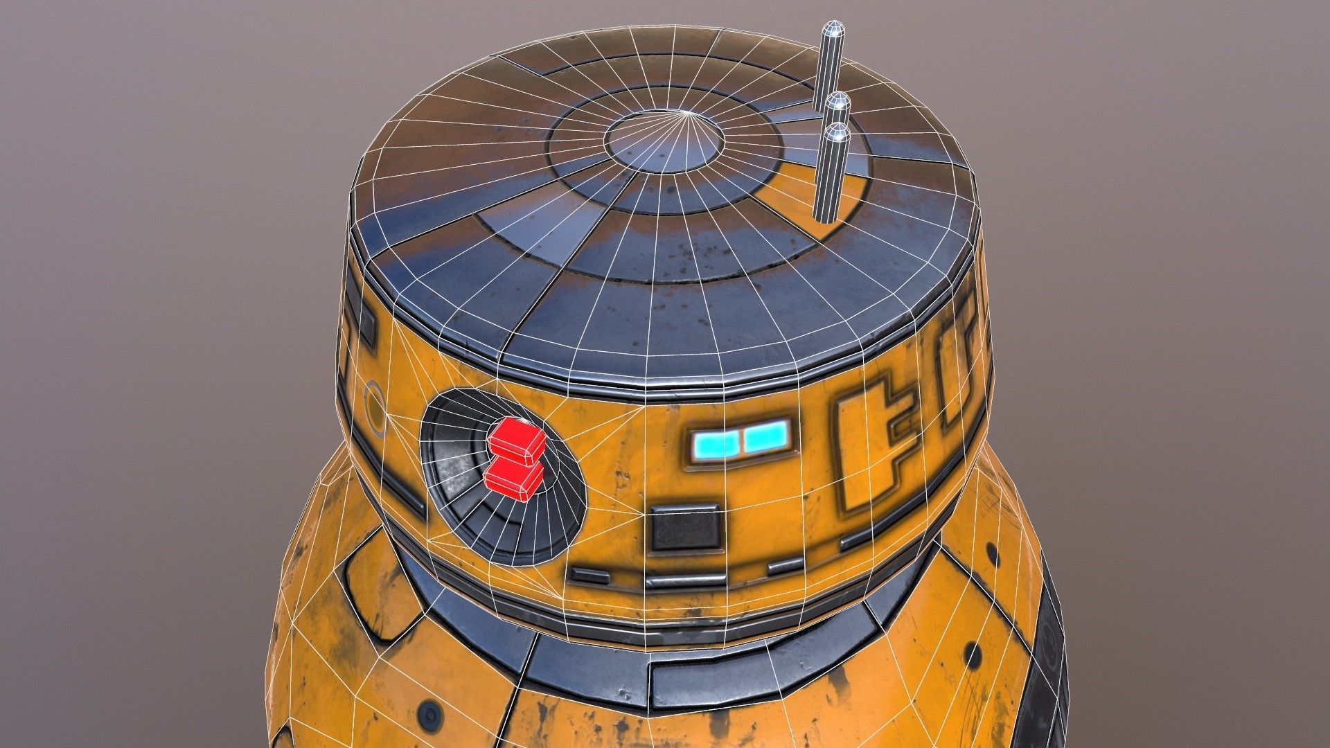 Star Wars BB-9E Robot Droid Yellow Low-poly 3D model_16