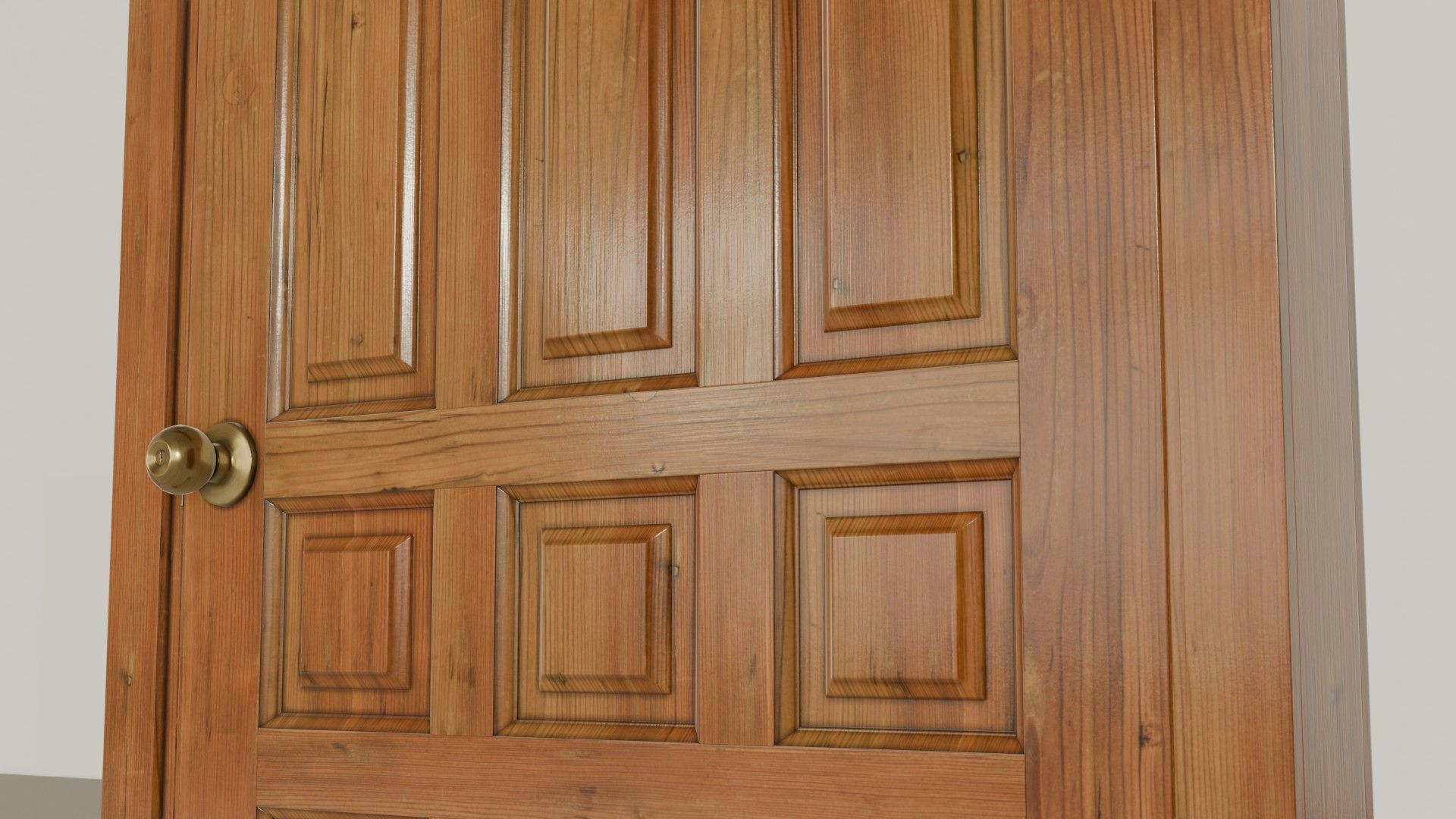 Wooden Varnished Door Low-poly 3D model_2