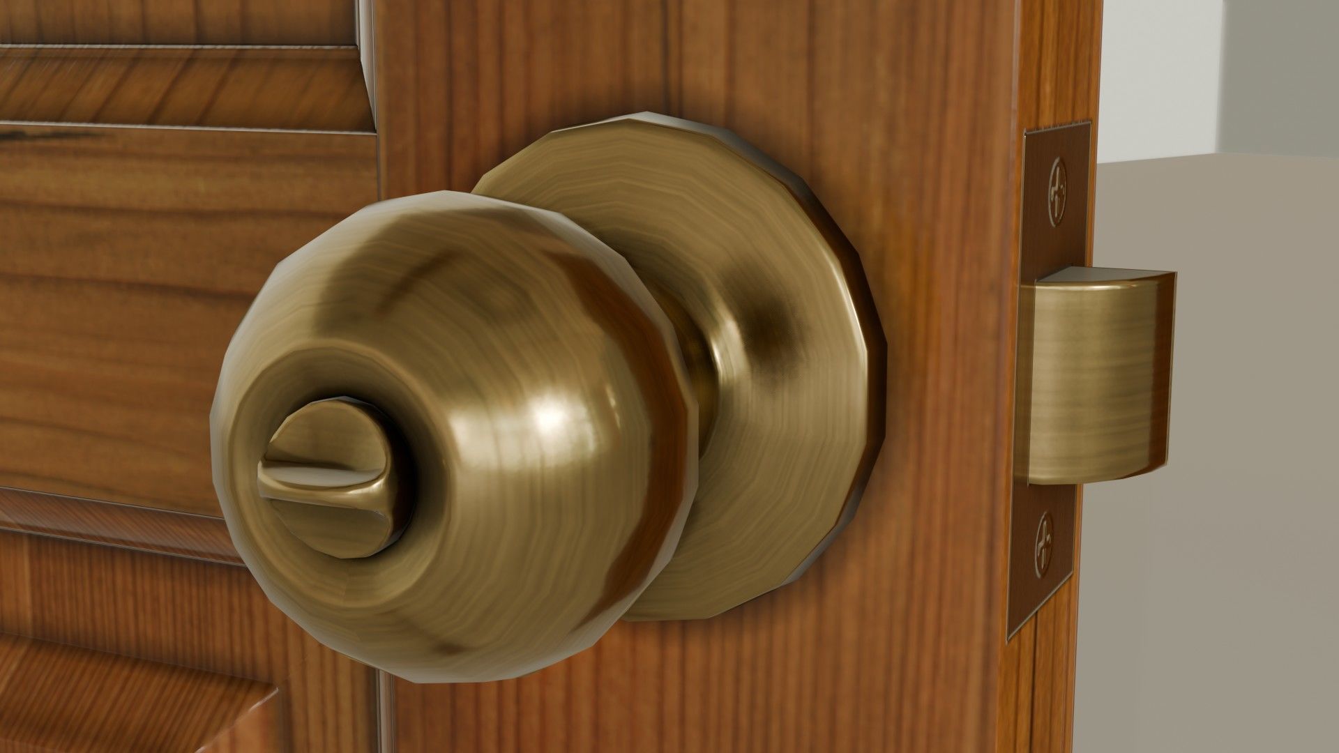 Wooden Varnished Door Low-poly 3D model_6