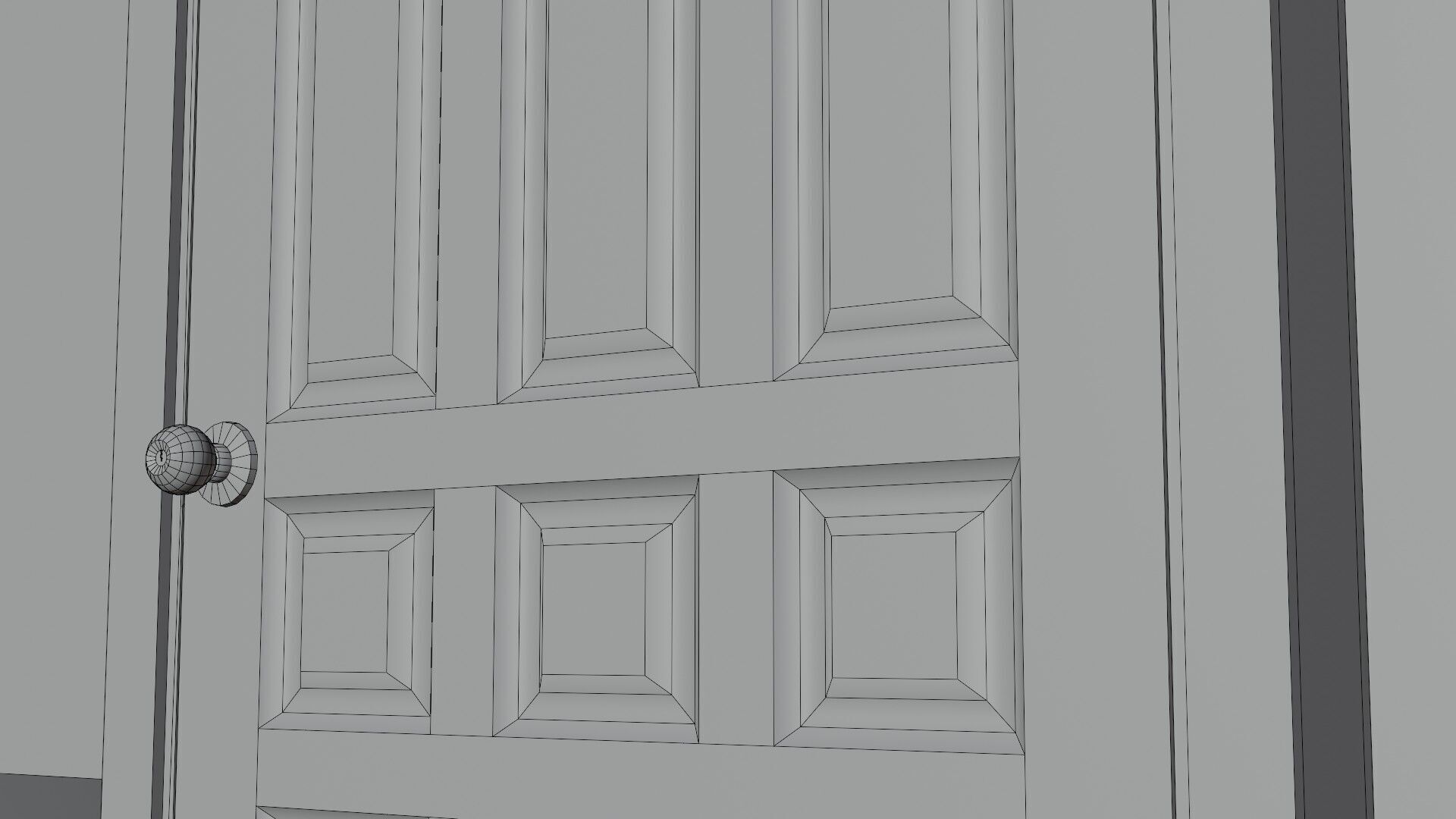 Wooden Varnished Door Low-poly 3D model_10