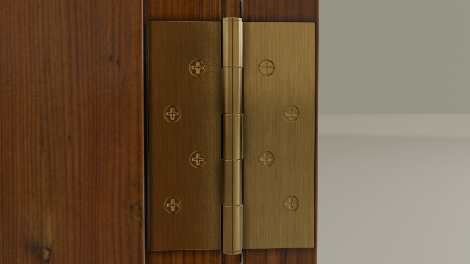 Wooden Varnished Door Low-poly 3D model_5
