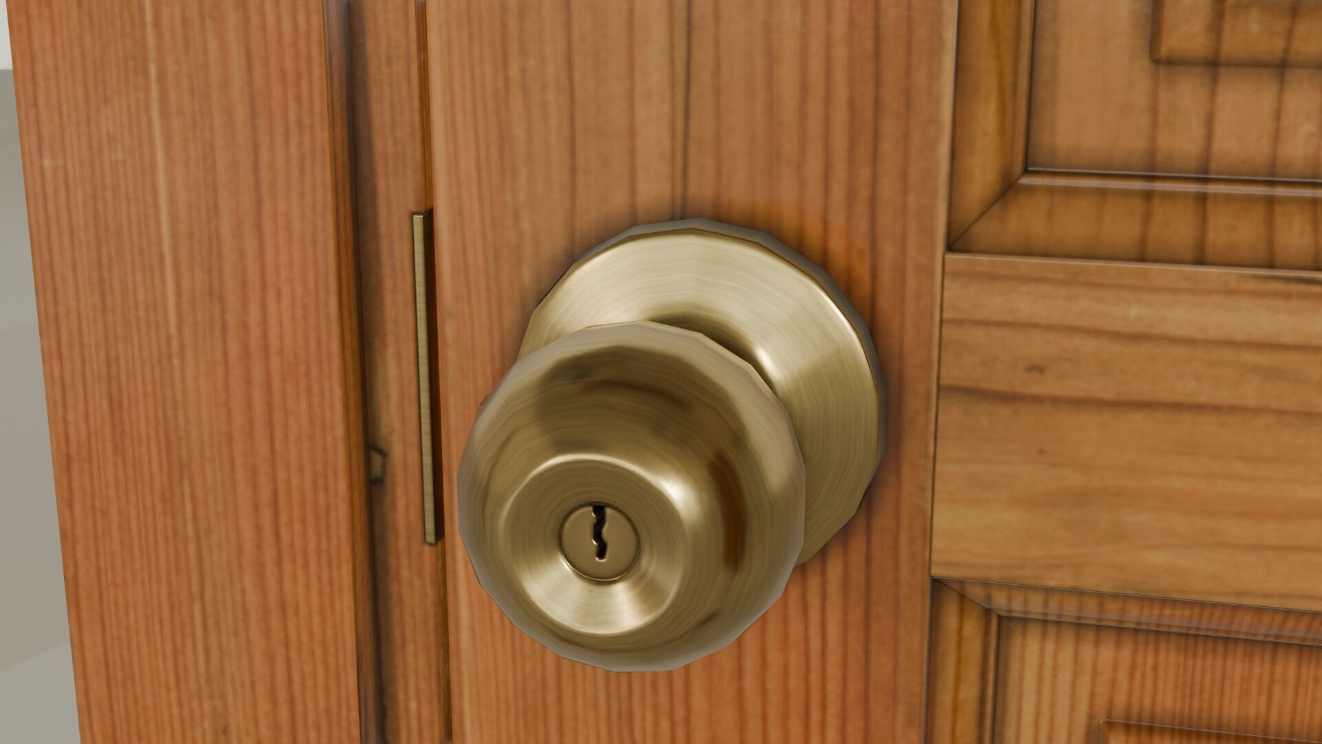 Wooden Varnished Door Low-poly 3D model_4