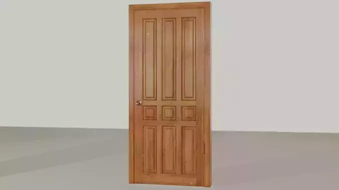 Wooden Varnished Door Low-poly 3D model