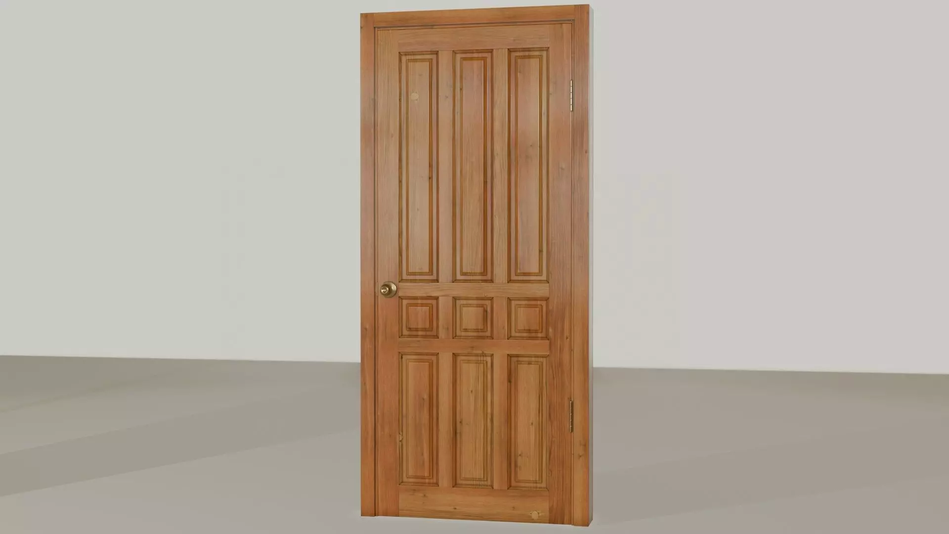 Wooden Varnished Door Low-poly 3D model_0