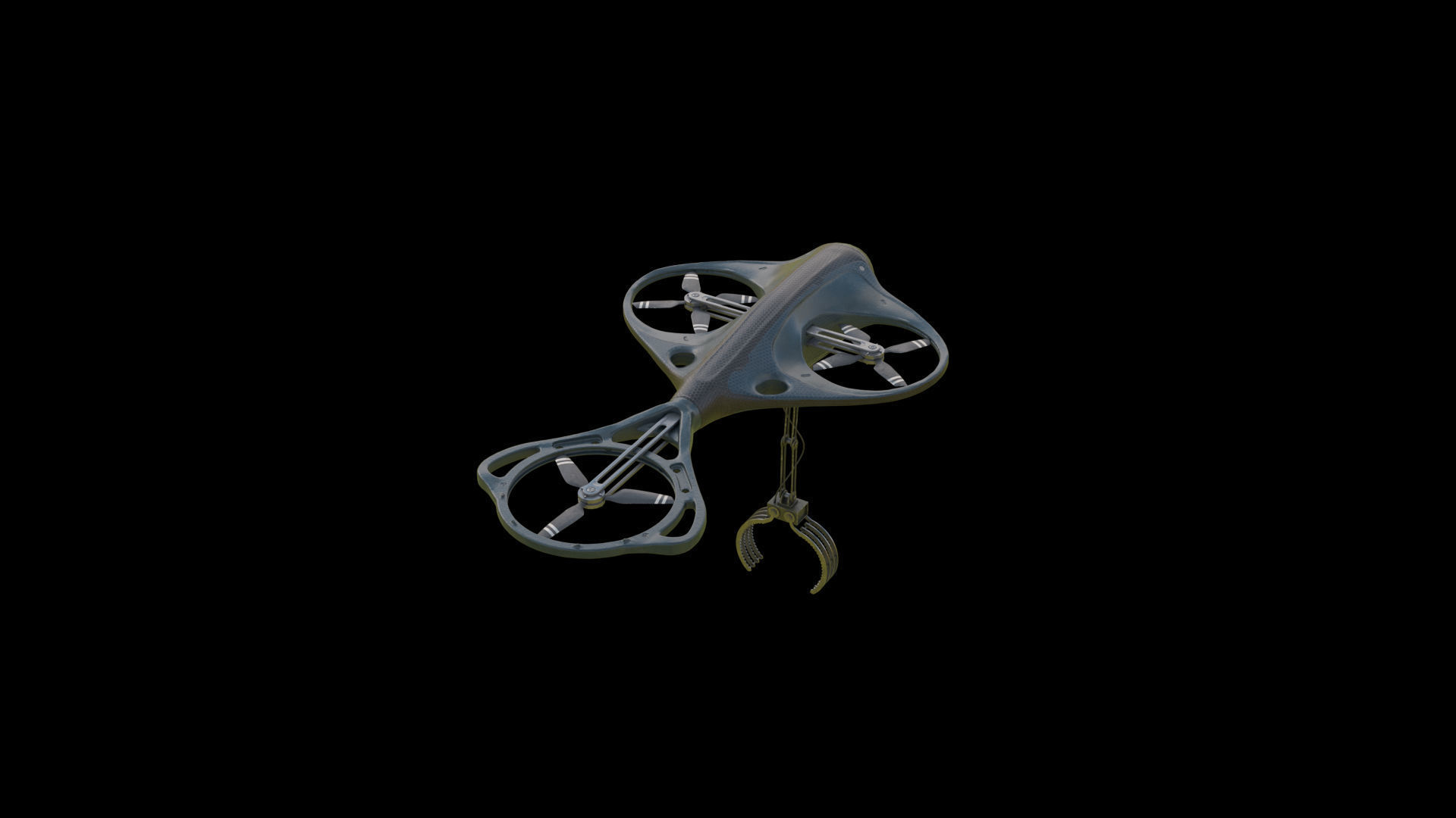Drone with Mechanical Arm Low-poly 3D model_4
