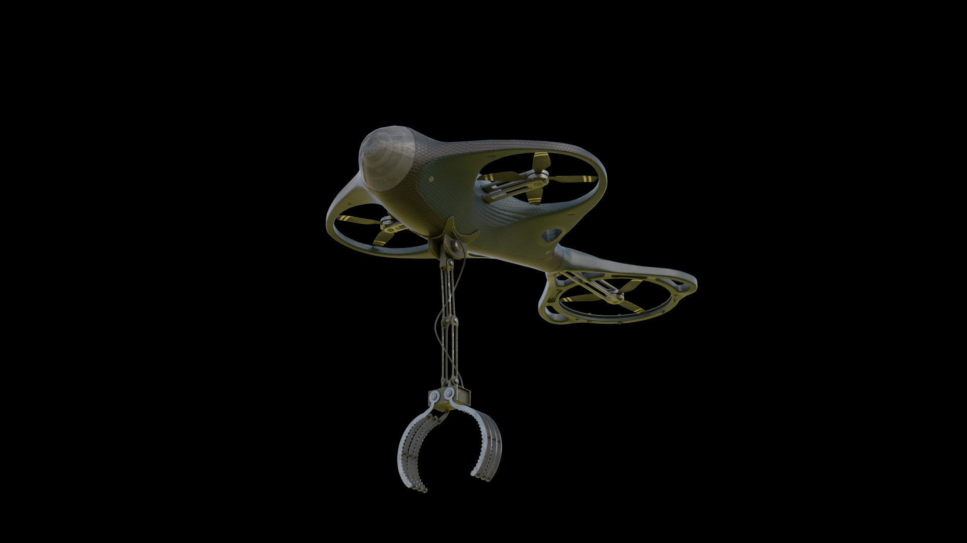 Drone with Mechanical Arm Low-poly 3D model_1