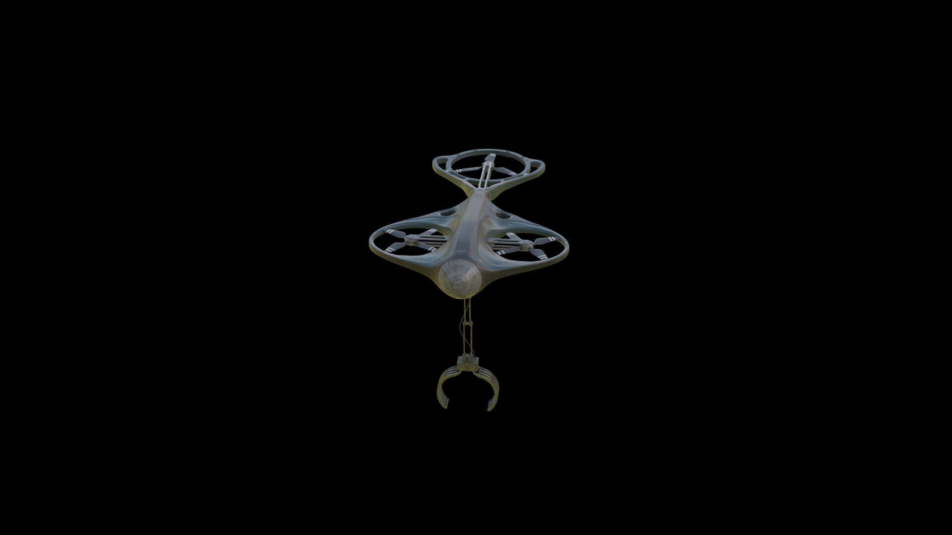 Drone with Mechanical Arm Low-poly 3D model_8