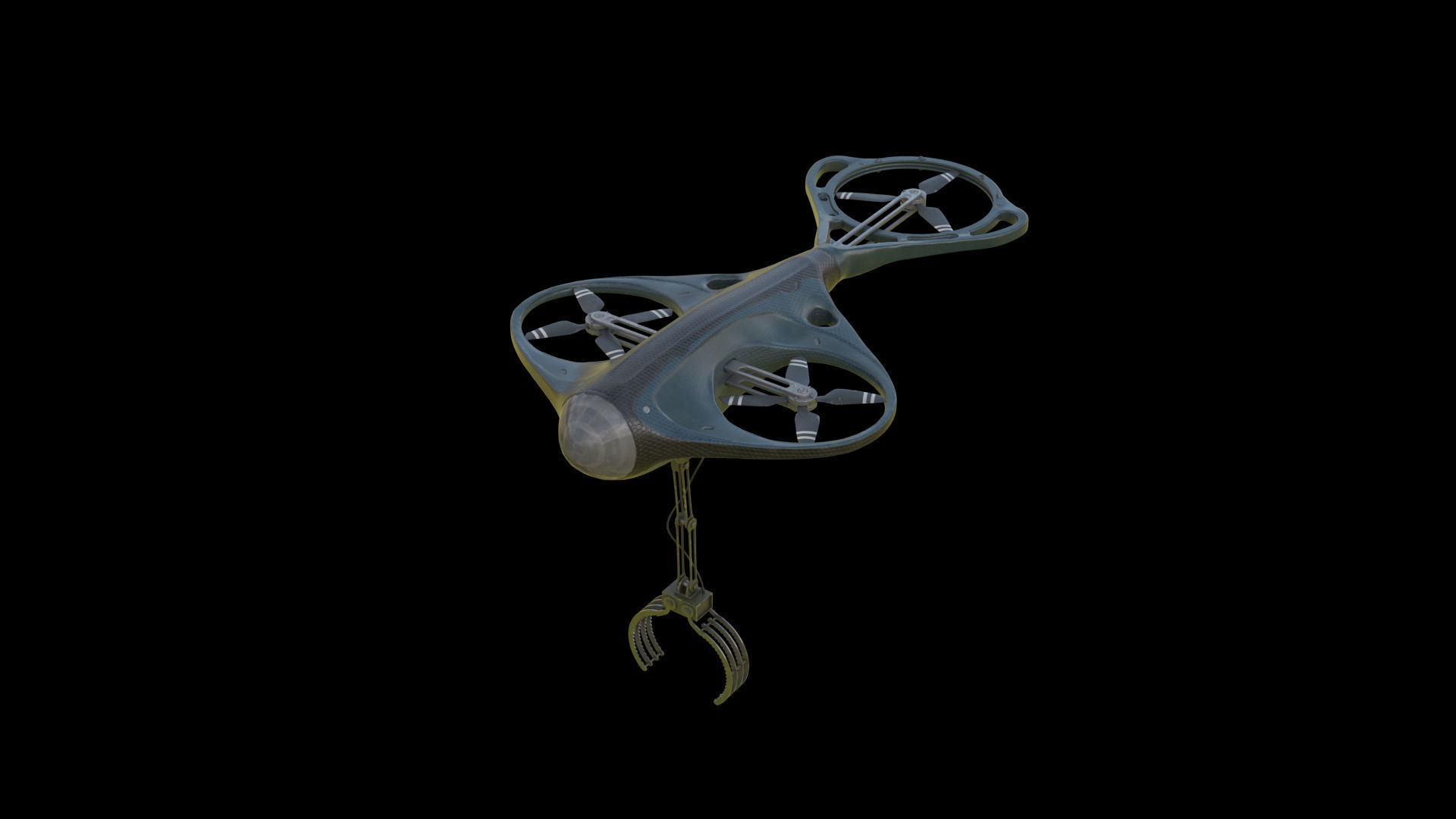 Drone with Mechanical Arm Low-poly 3D model_3