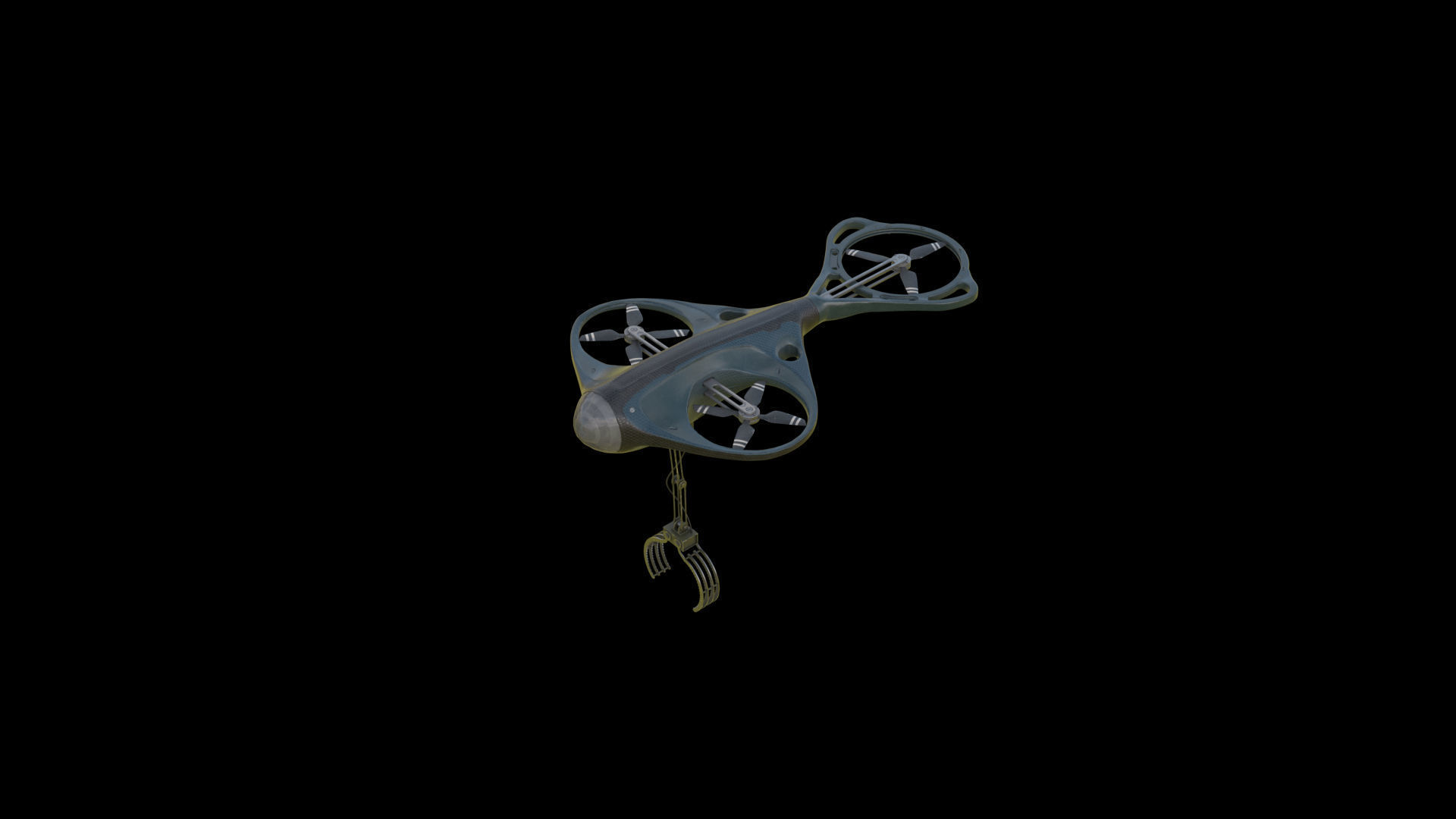 Drone with Mechanical Arm Low-poly 3D model_2