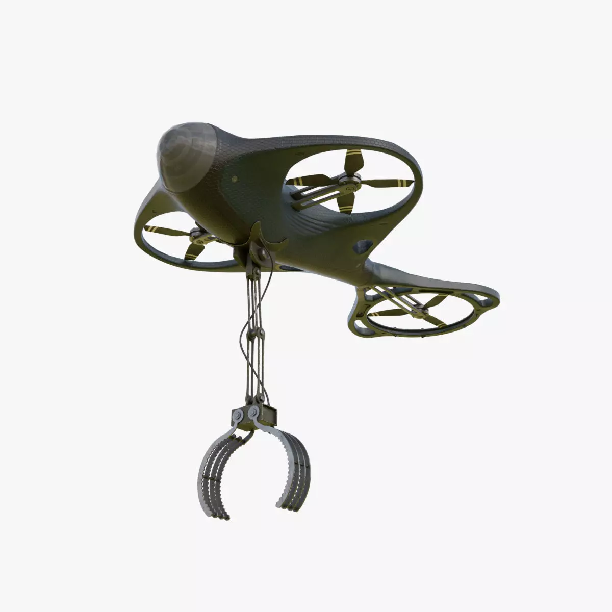 Drone with Mechanical Arm Low-poly 3D model_0